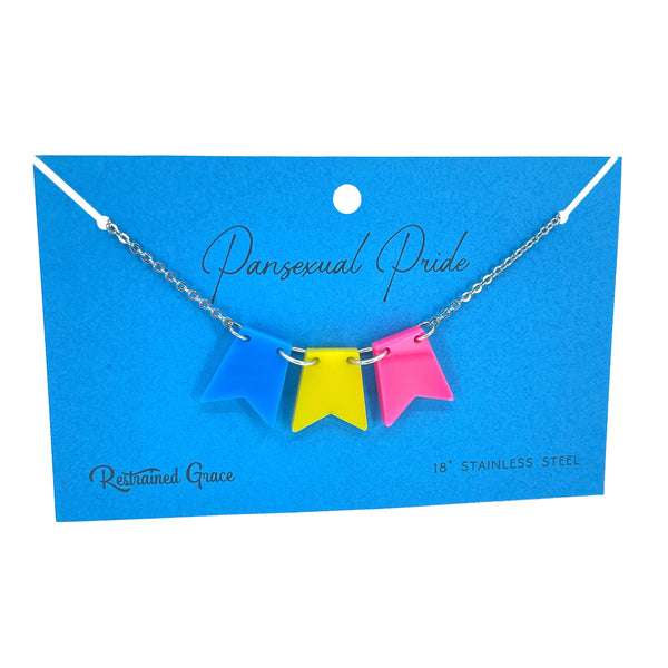Pansexual Pride Bunting Banner Necklace Necklace Restrained Grace   
