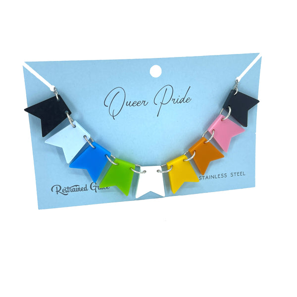 Queer Pride Bunting Banner Necklace