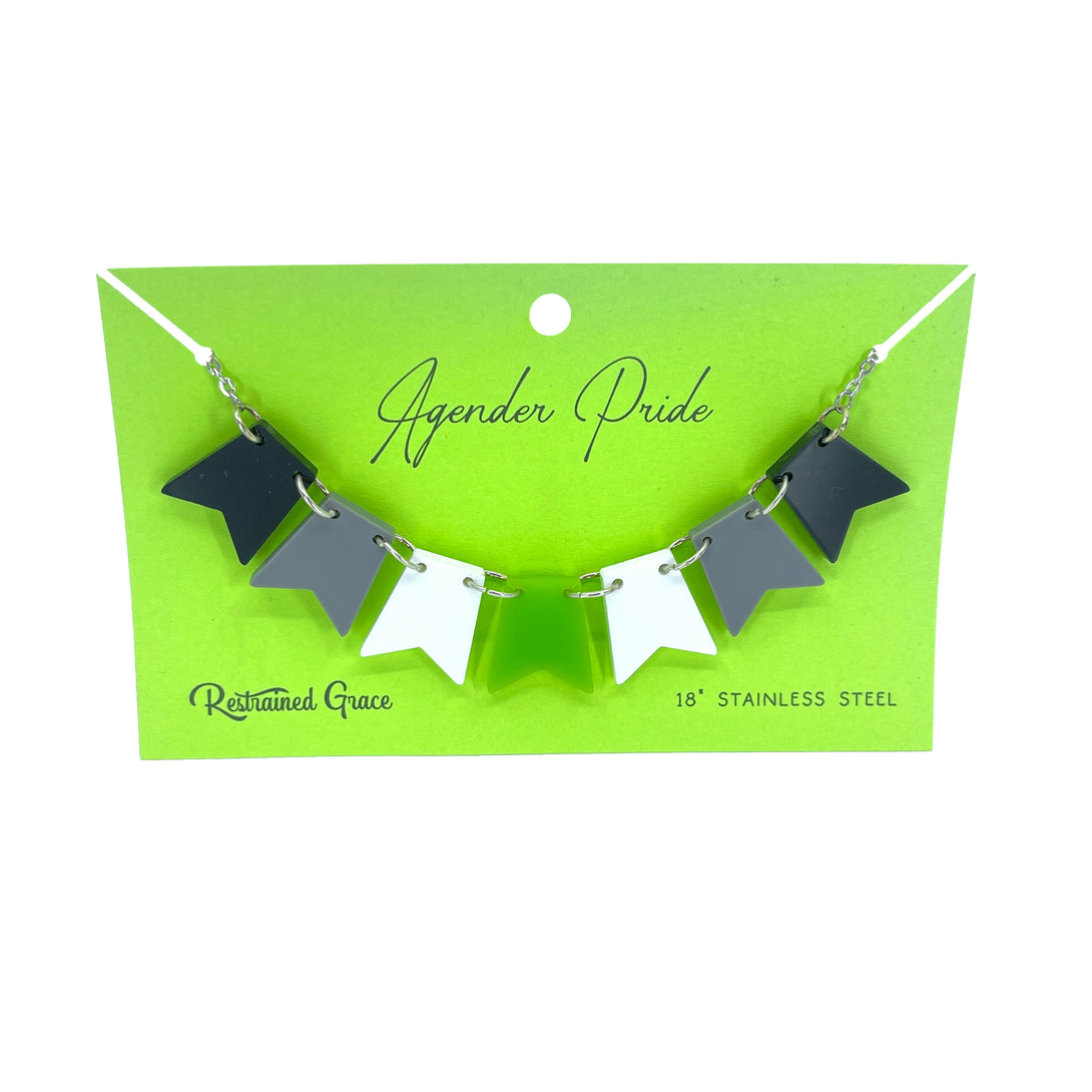 Agender Pride Bunting Banner Necklace Necklace Restrained Grace   