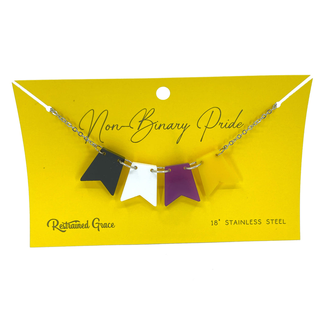 Non-Binary Pride Bunting Banner Necklace Necklace Restrained Grace   
