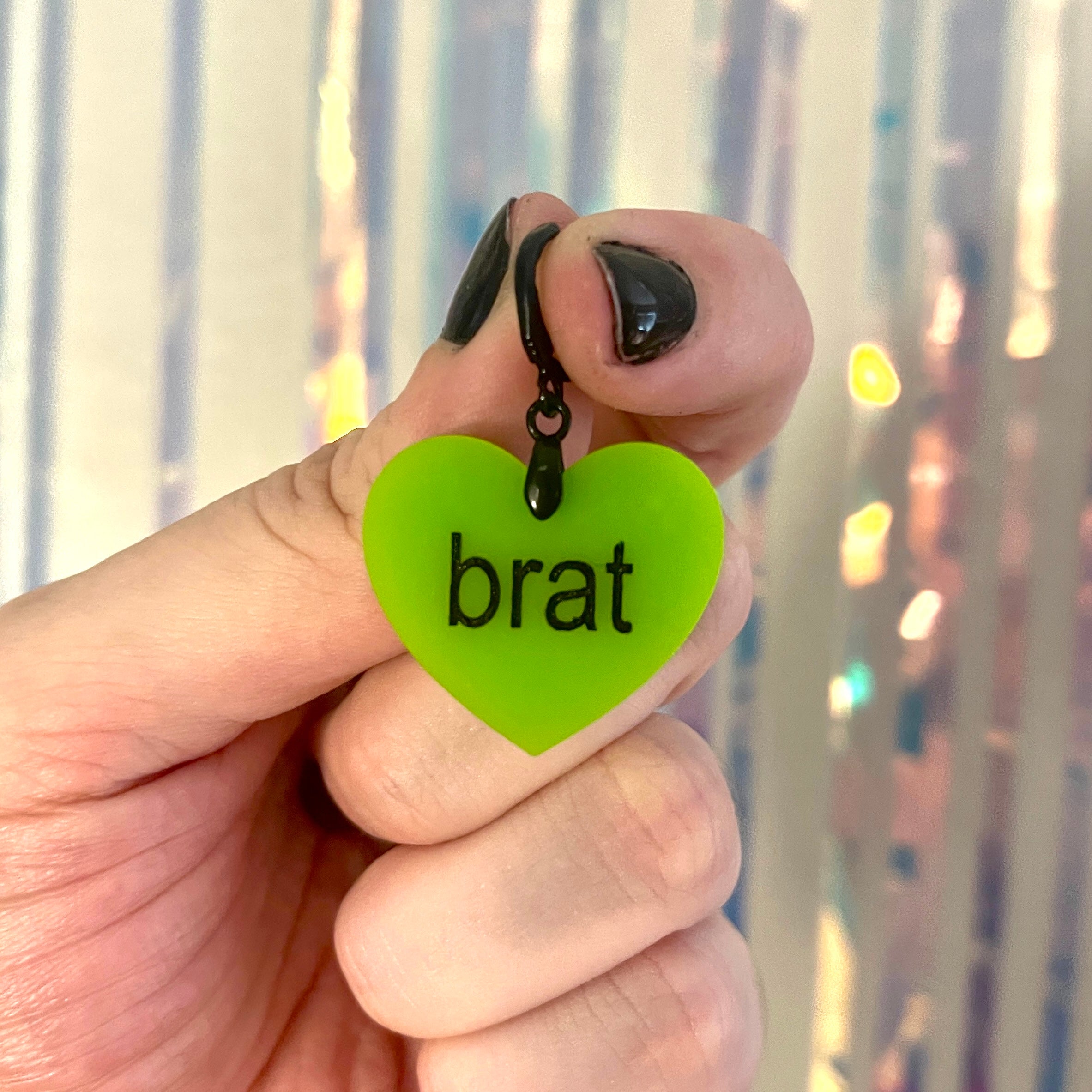 Brat Green Heart Collar Tag Collar Tag Restrained Grace   