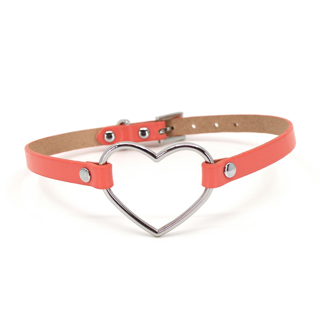 Custom Heart Ring Leather Mini Collar - BDSM Day Collar Collar Restrained Grace   