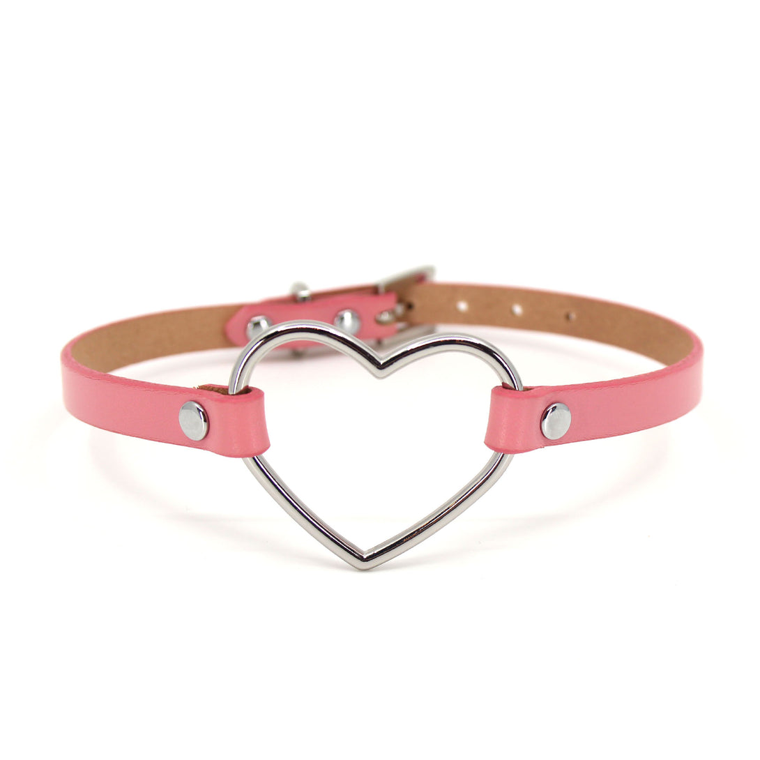 Custom Heart Ring Leather Mini Collar - BDSM Day Collar Collar Restrained Grace   