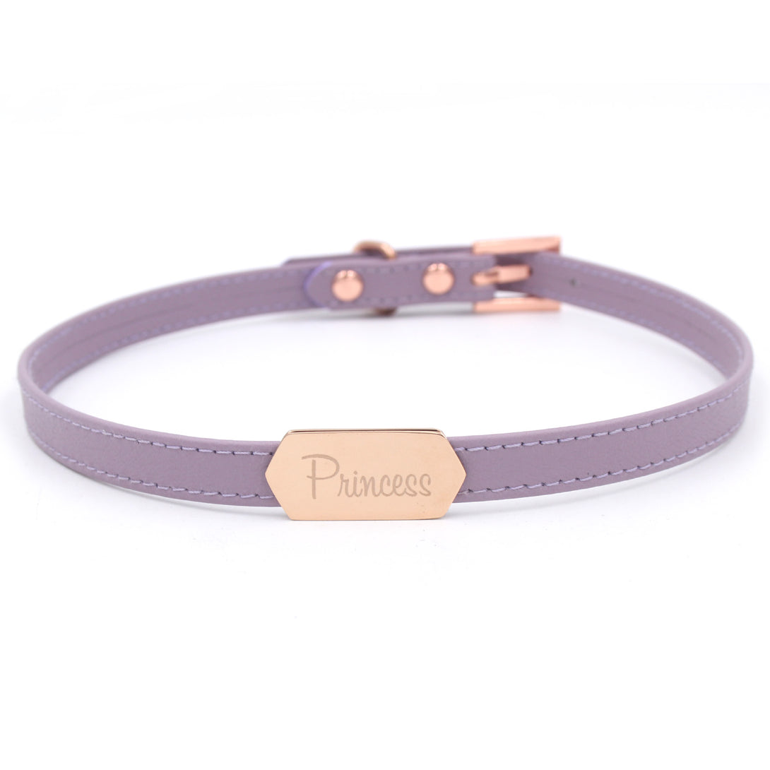 Custom Engraved Plaque Leather Mini Collar - BDSM Day Collar Collar Restrained Grace   