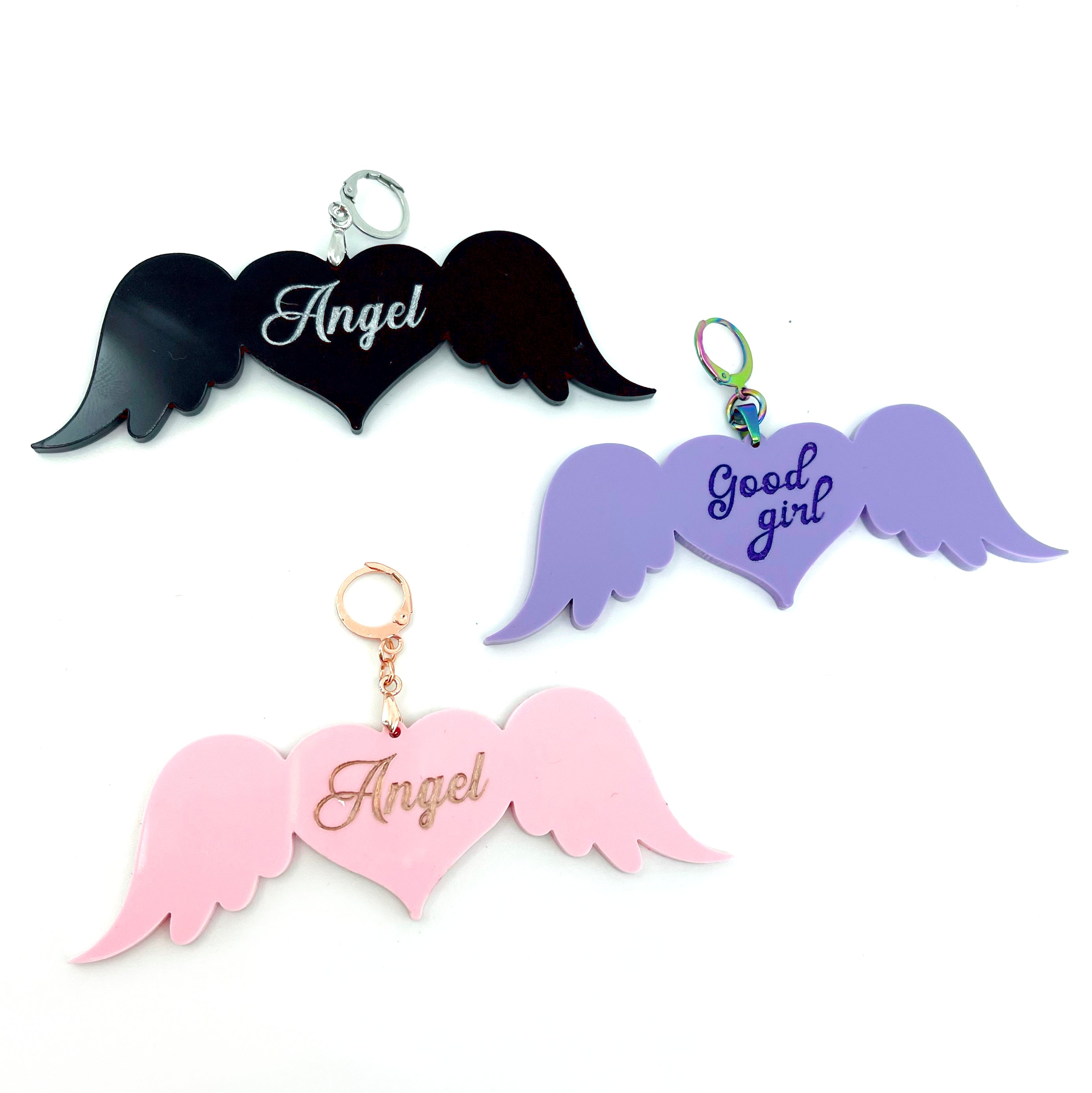 Design Your Own Acrylic Collar Tag - Angel-Winged Heart Collar Tag Restrained Grace