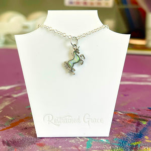 Opal Unicorn Day Collar - Sterling Silver Day Collar Restrained Grace