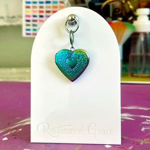 Rainbow Heart Locket Collar Tag Collar Tag Restrained Grace