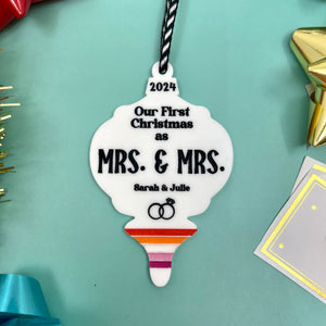 Personalized LGBTQ Just Married Christmas Ornament Ornament Restrained Grace