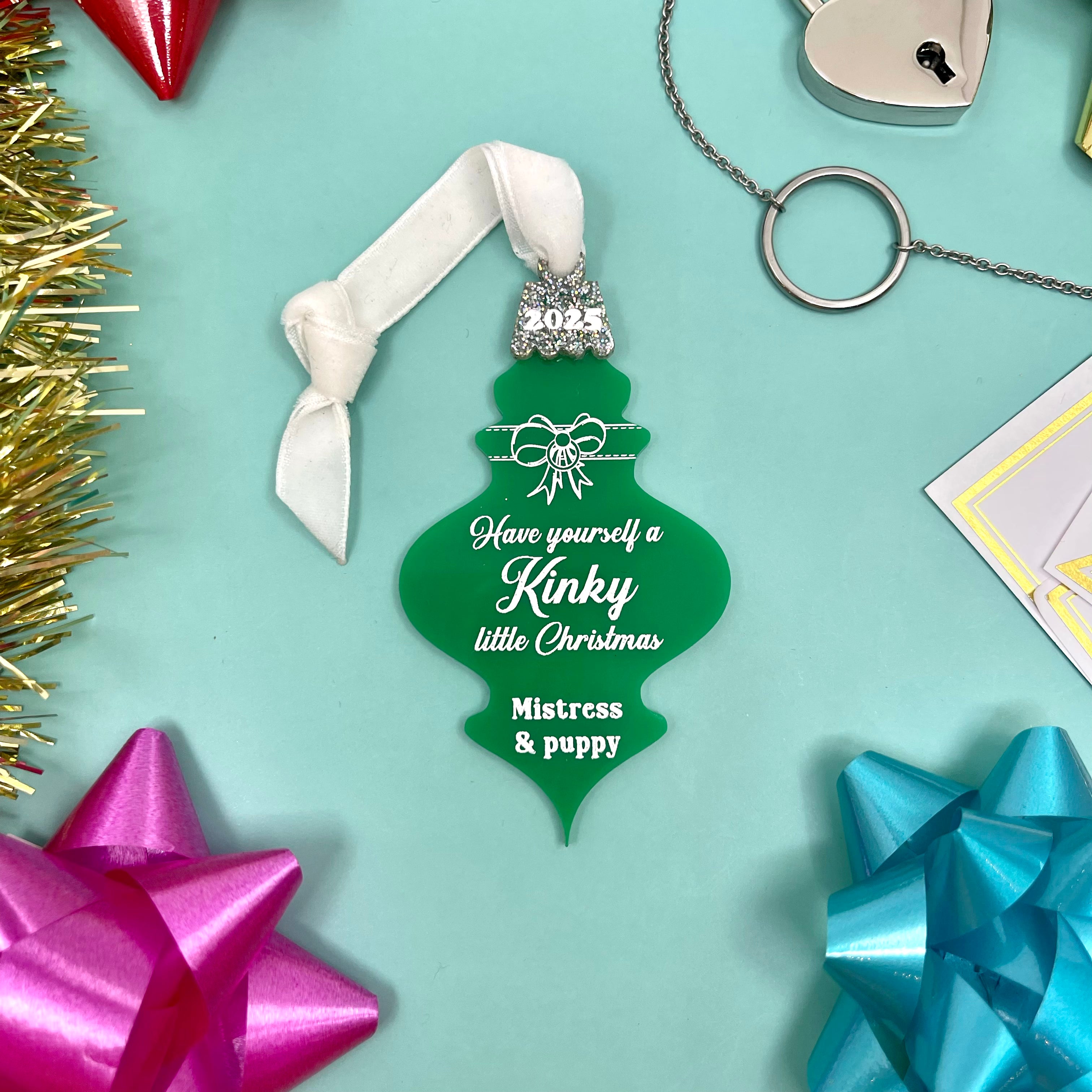 Custom Kinky Little Christmas Ornament - BDSM Gift Ornament Restrained Grace