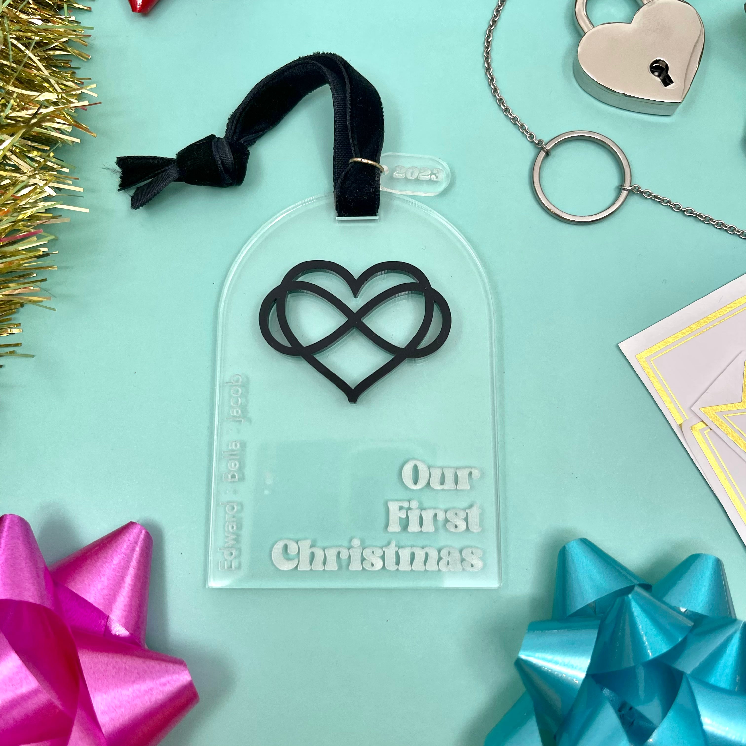 Personalized Our First Christmas Subtle Polyamory Ornament Ornament Restrained Grace