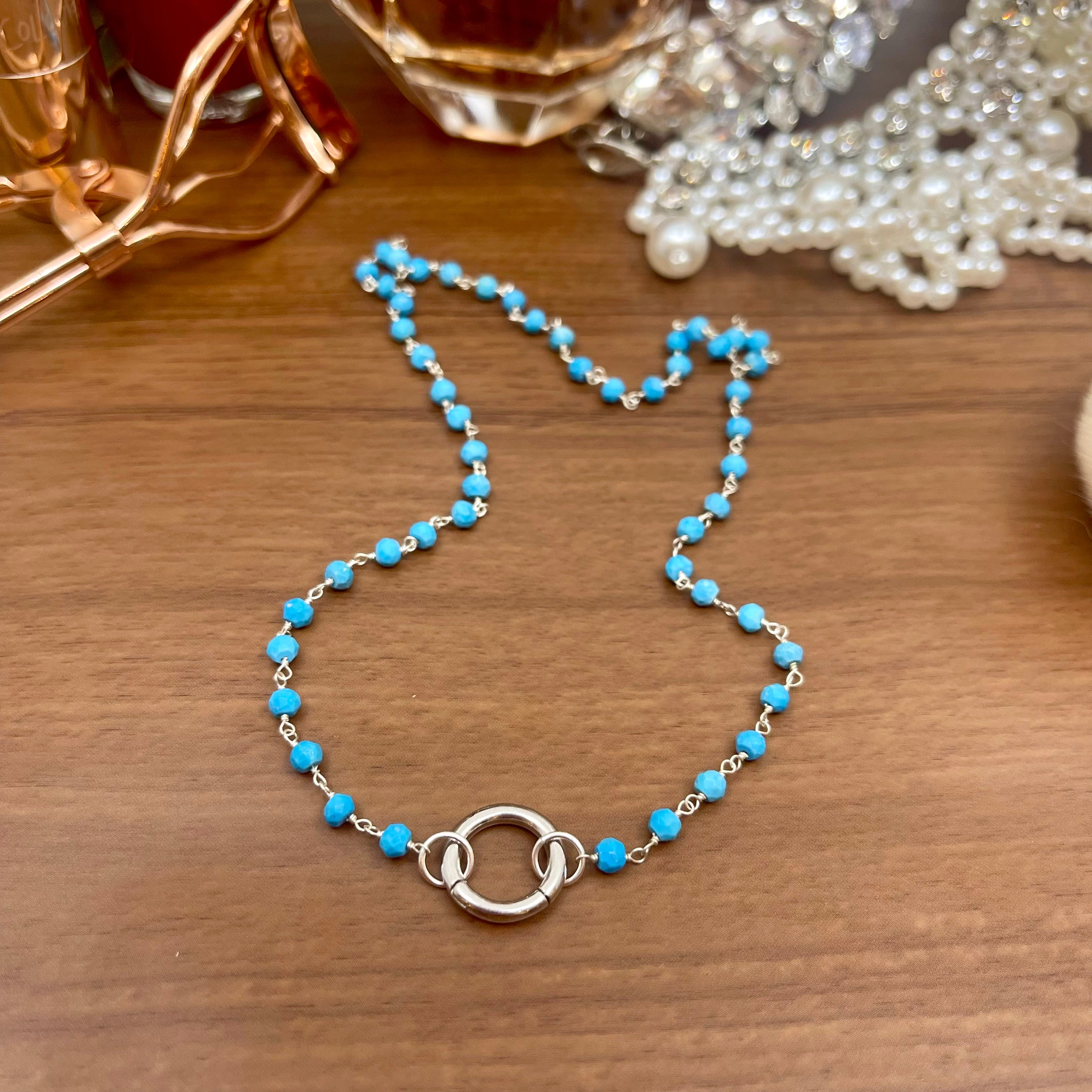 Discreet Rosary Ring of O Day Collar - Turquoise & Sterling Silver