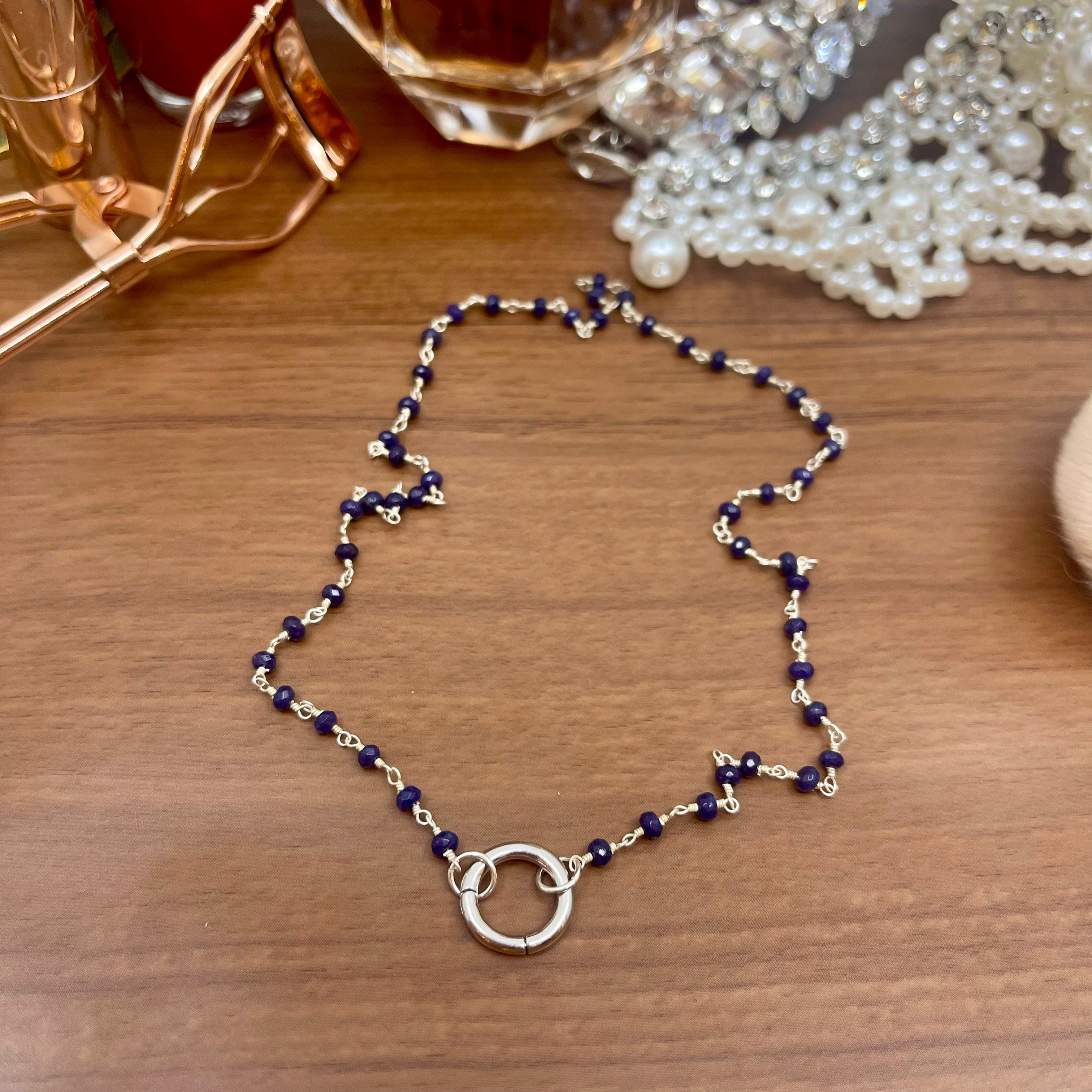 Discreet Rosary Ring of O Day Collar - Sapphire & Sterling Silver