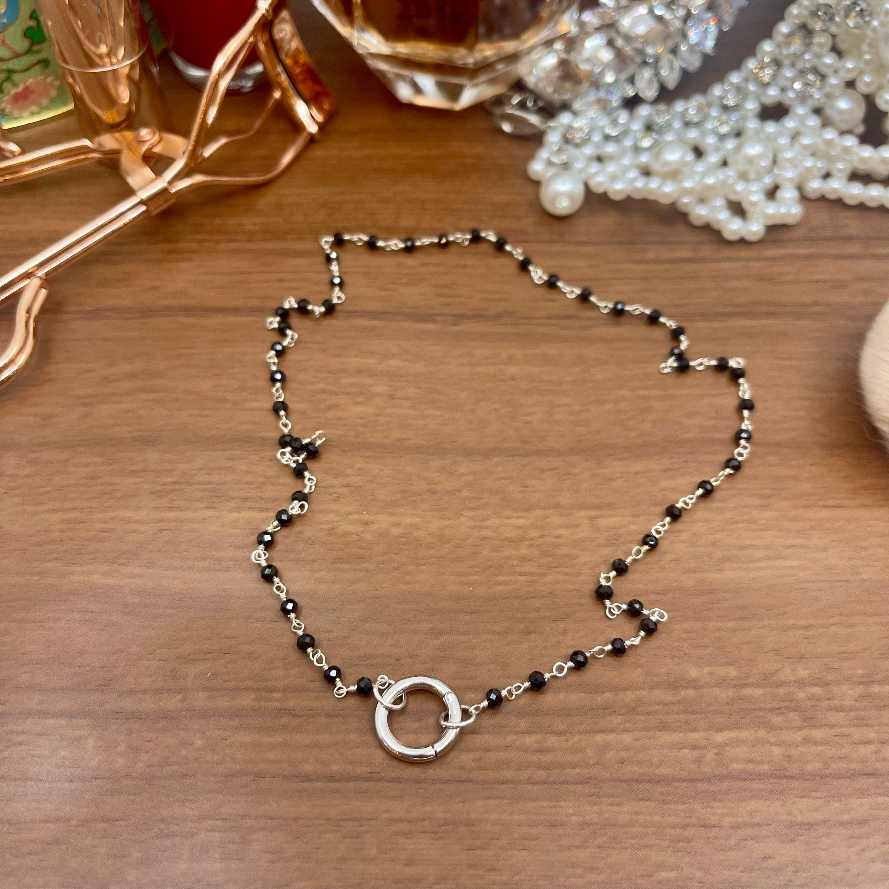 Discreet Rosary Ring of O Day Collar - Black Onyx & Sterling Silver