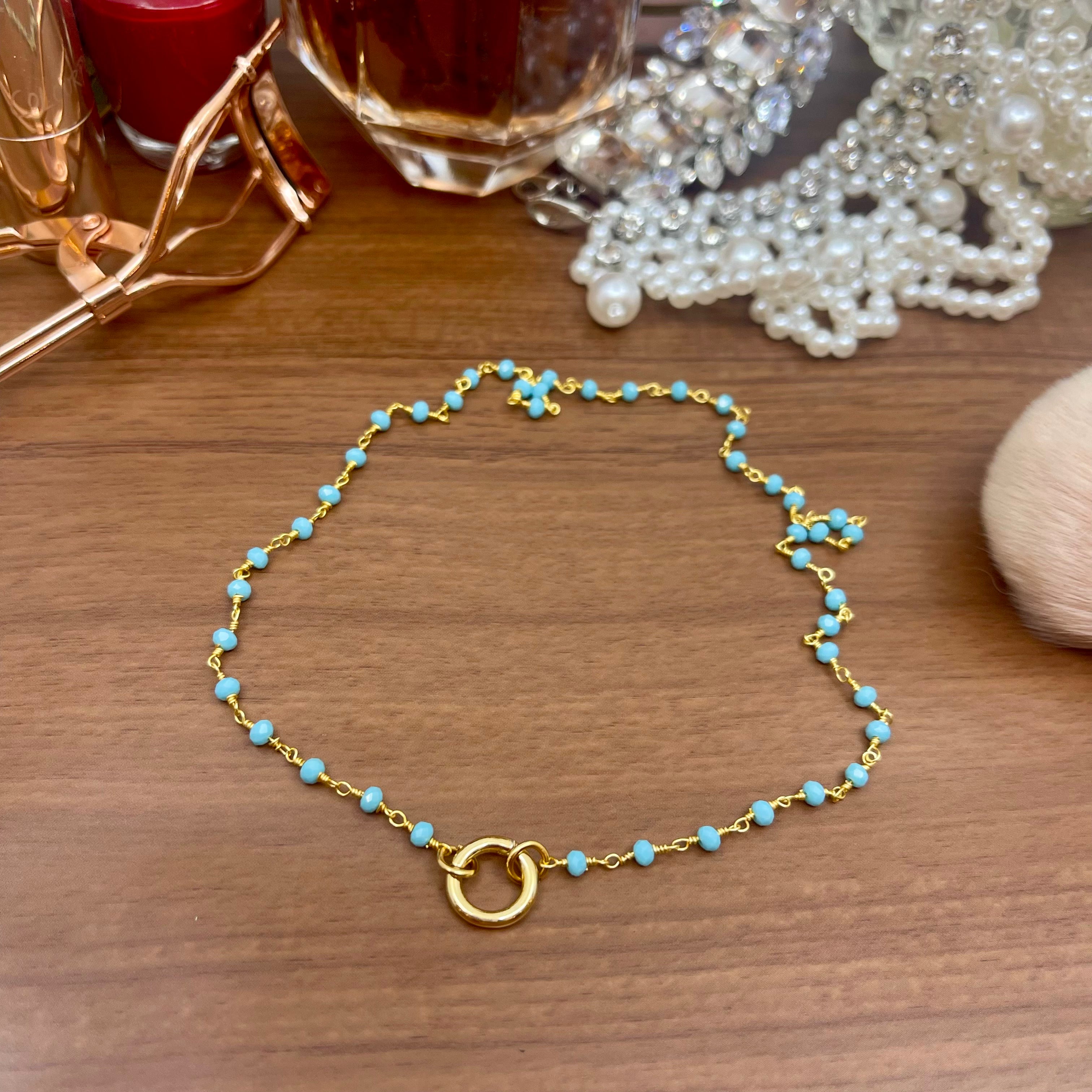 Discreet Rosary Ring of O Day Collar - Turquoise & 14K Gold-Filled