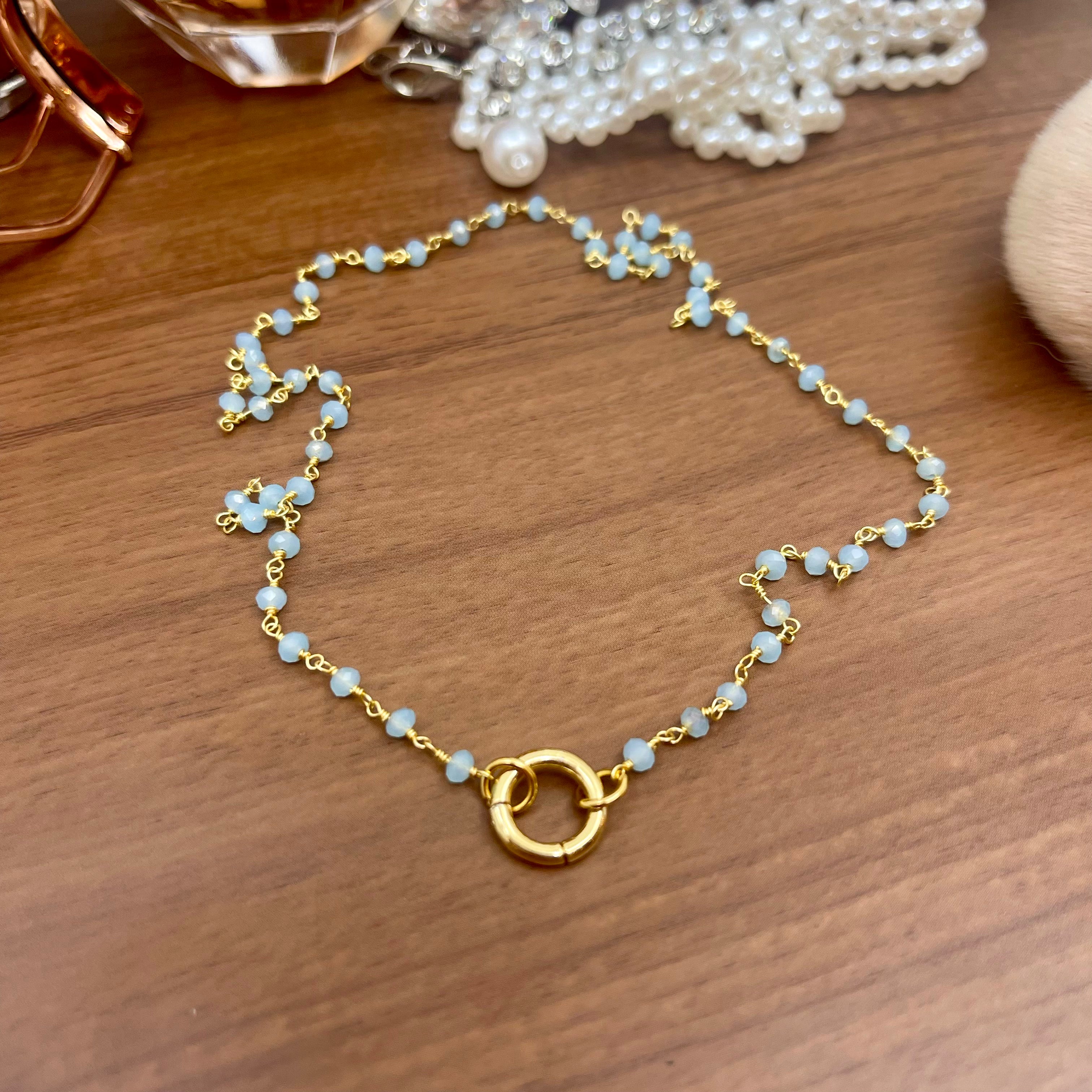 Discreet Rosary Ring of O Day Collar - Aquamarine & 14K Gold-Filled