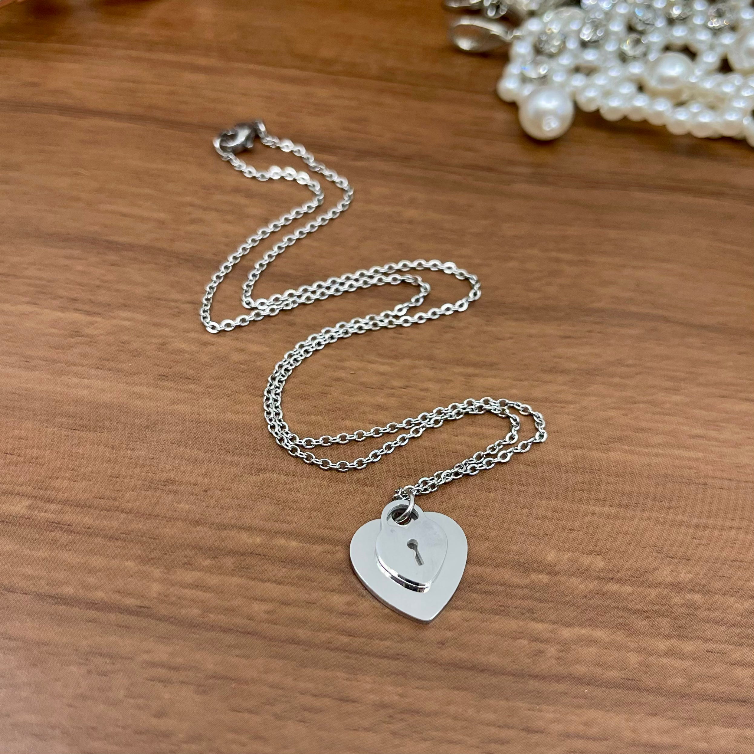 Secret Message Heart Lock Necklace - BDSM Day Collar Day Collar Restrained Grace