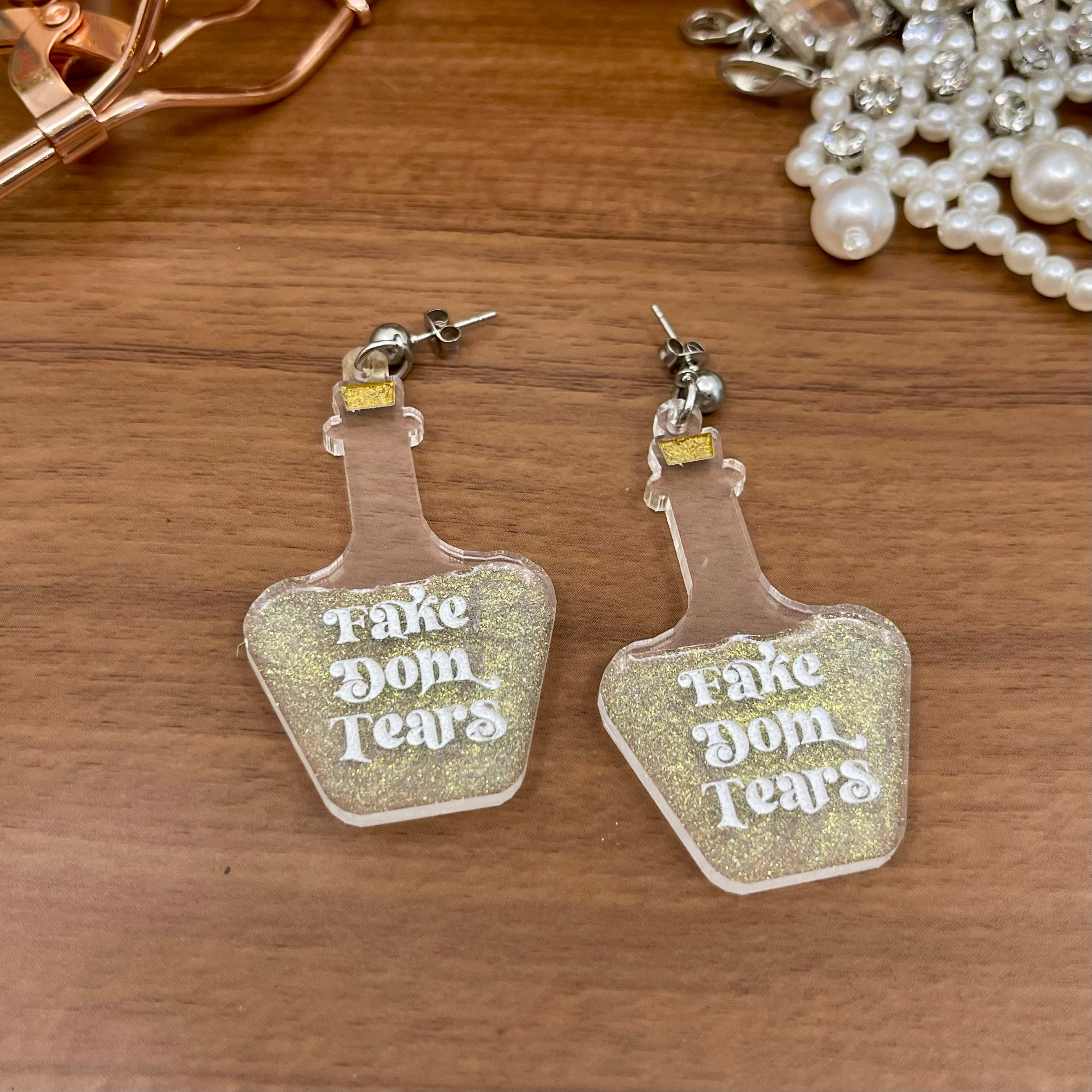 Fake Dom Tears Groovy Potion Bottle Earrings Earrings Restrained Grace