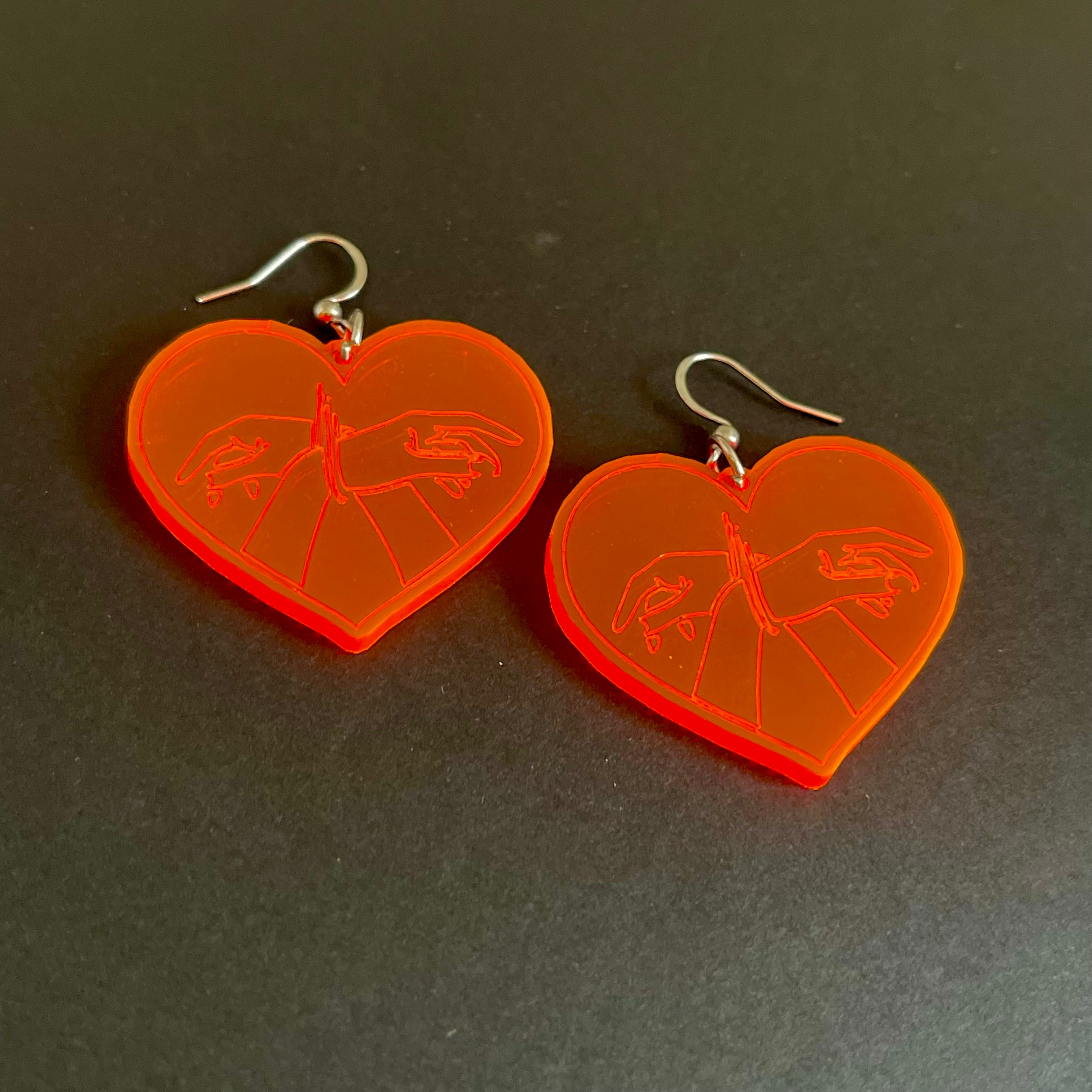Neon Shibari Heart Earrings Earrings Restrained Grace