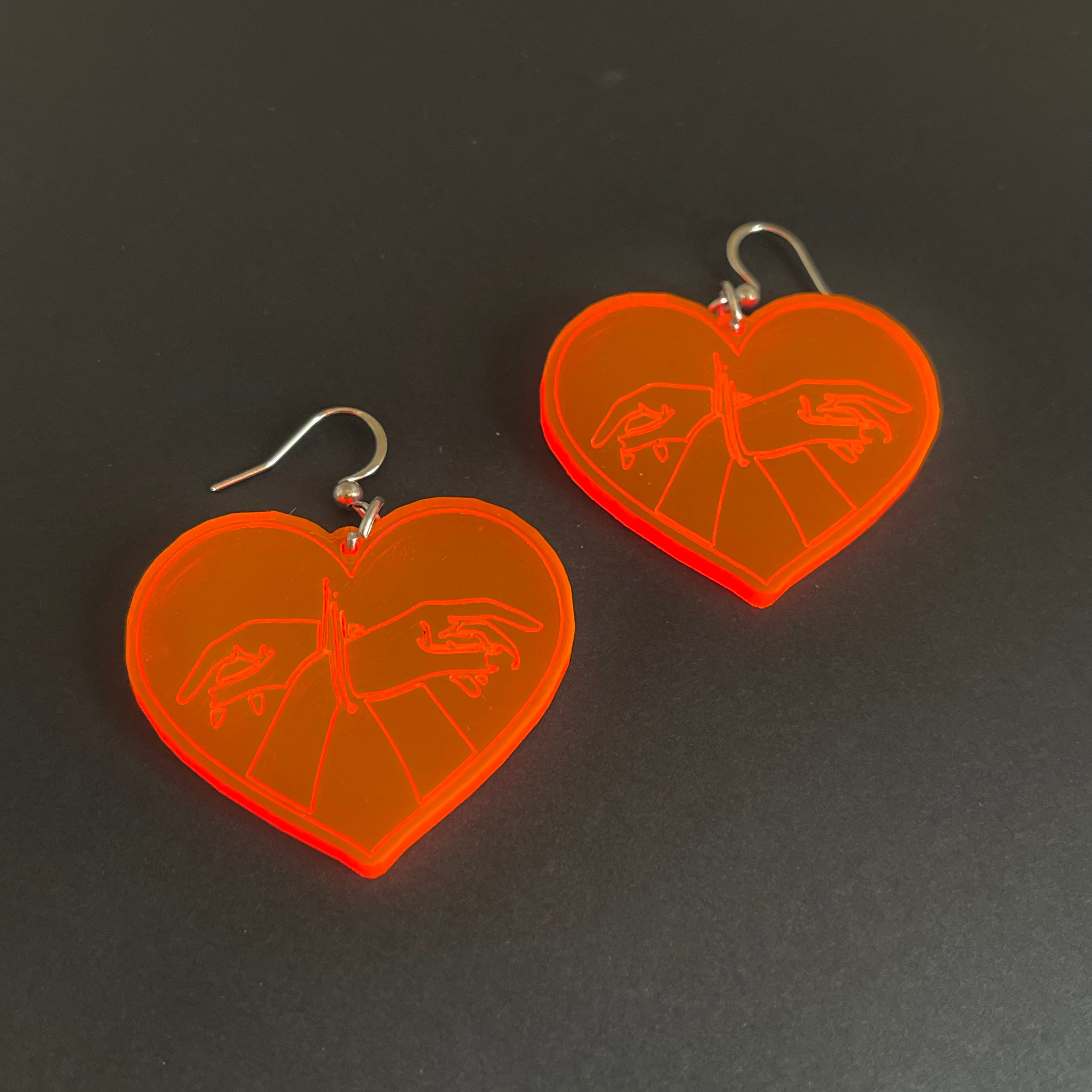 Neon Shibari Heart Earrings Earrings Restrained Grace