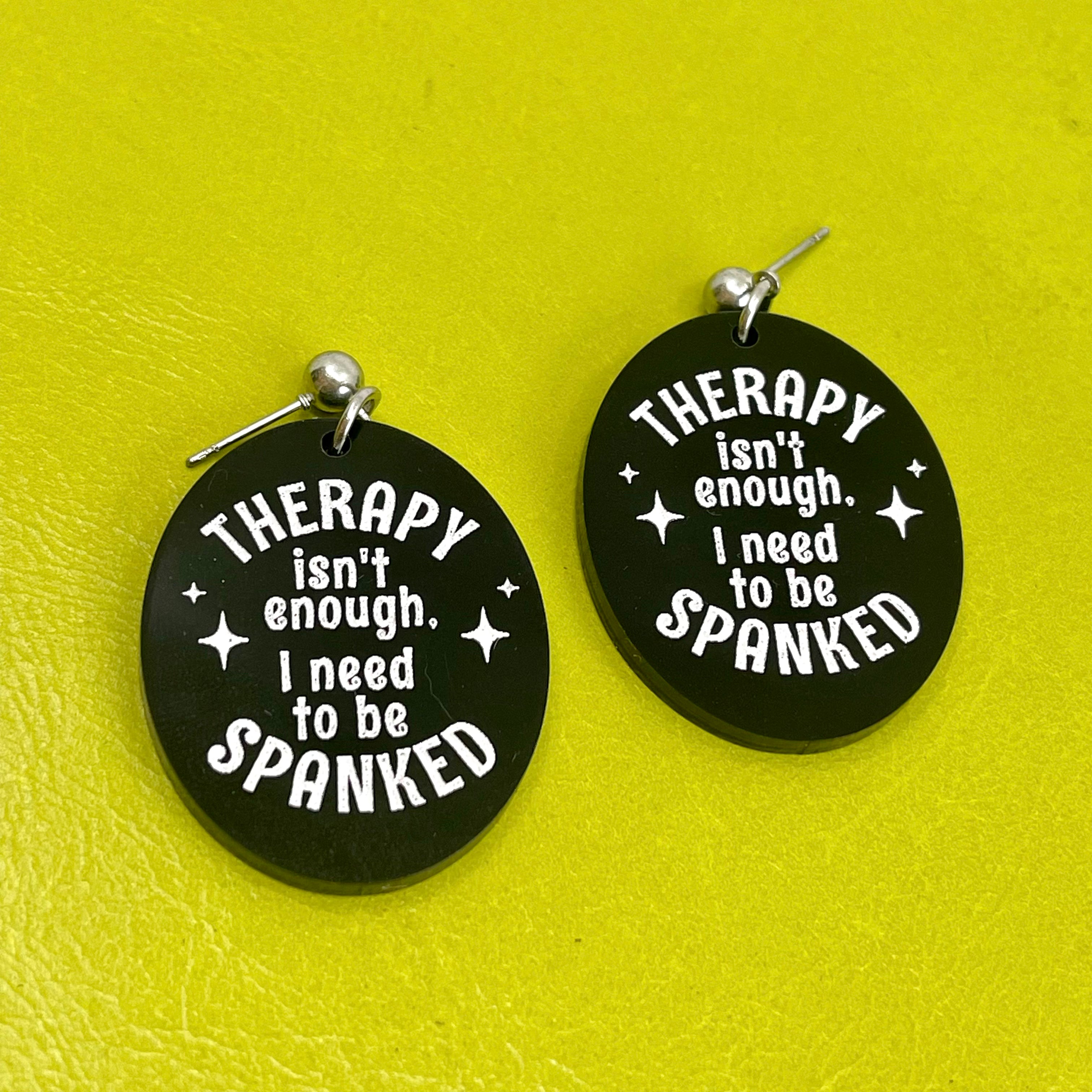 Therapy Isn't Enough, I Need to Be Spanked - Earrings Earrings Restrained Grace Black