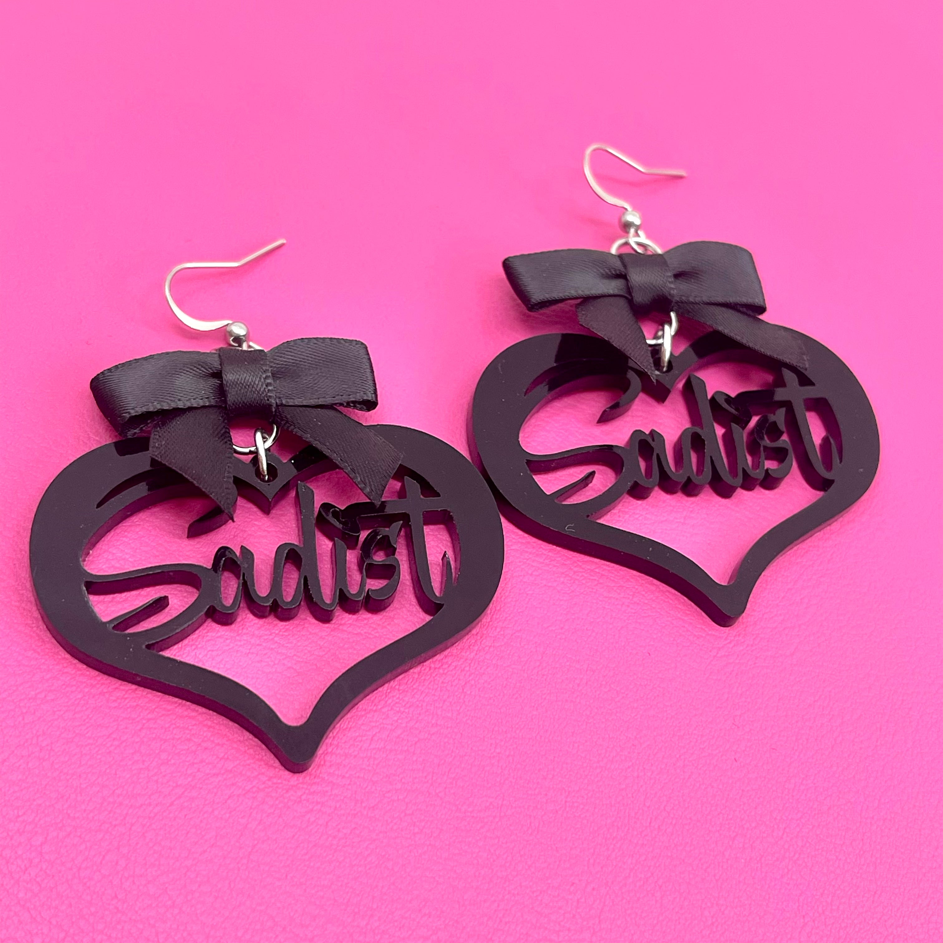 Sadist Cutout Earrings - Black Earrings Restrained Grace