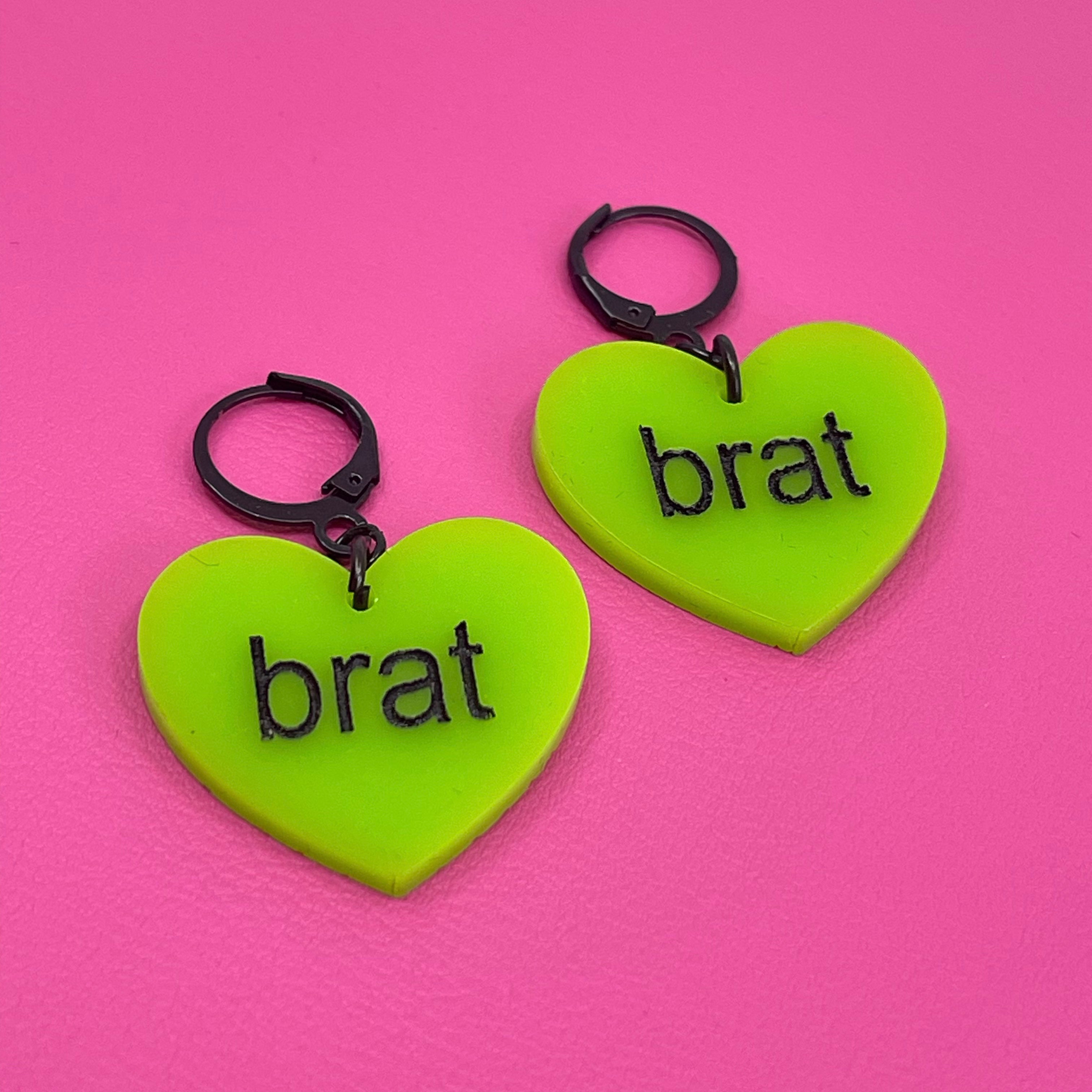 Brat Green Heart Earrings Earrings Restrained Grace
