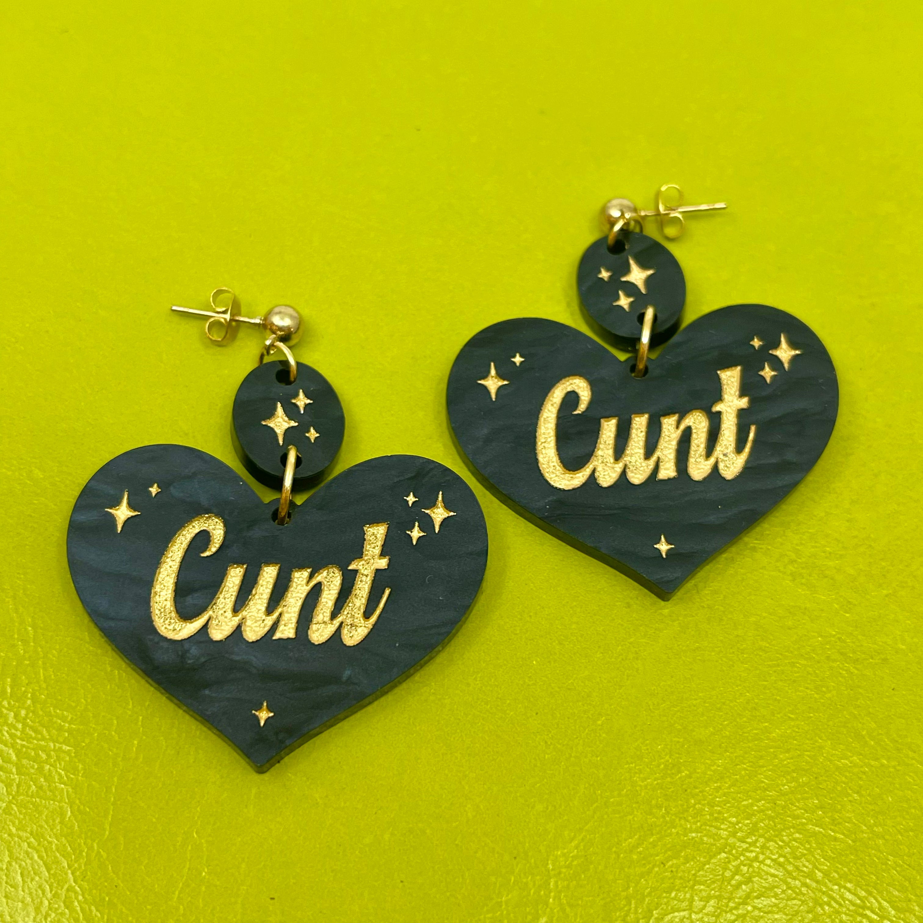 Cunt Retro Sparkle Heart Earrings Earrings Restrained Grace