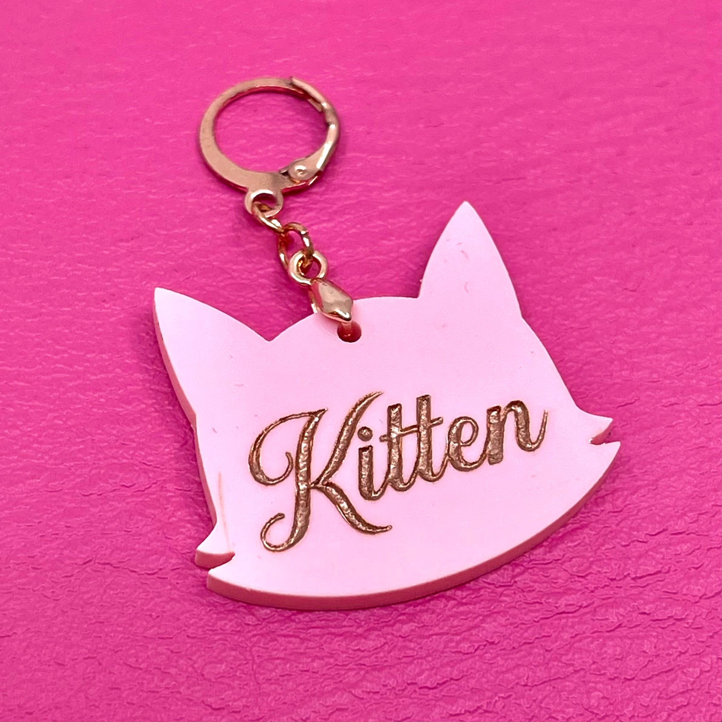 Custom Acrylic Collar Tag - Kitty Head Collar Tag Restrained Grace