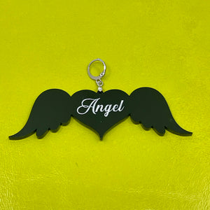 Custom Acrylic Collar Tag - Angel-Winged Heart Collar Tag Restrained Grace