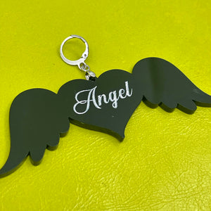 Custom Acrylic Collar Tag - Angel-Winged Heart Collar Tag Restrained Grace