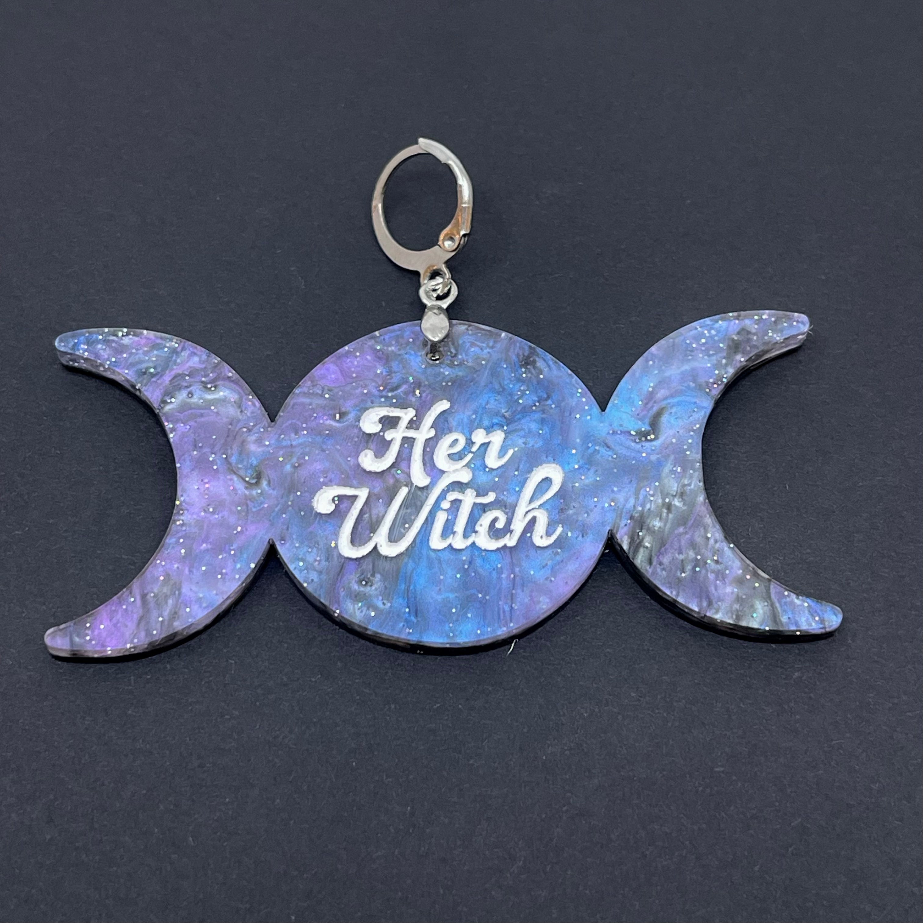 Custom Acrylic Collar Tag - Triple Moon Goddess Collar Tag Restrained Grace