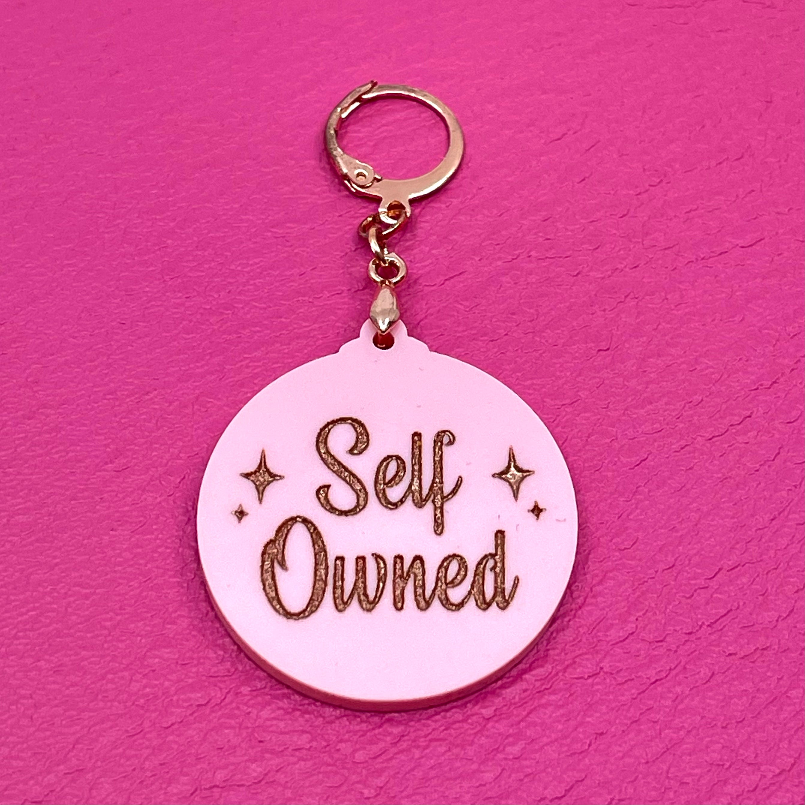 Retro Sparkle Self-Owned Collar Tag - Blush Pink & Rose Gold Collar Tag Restrained Grace