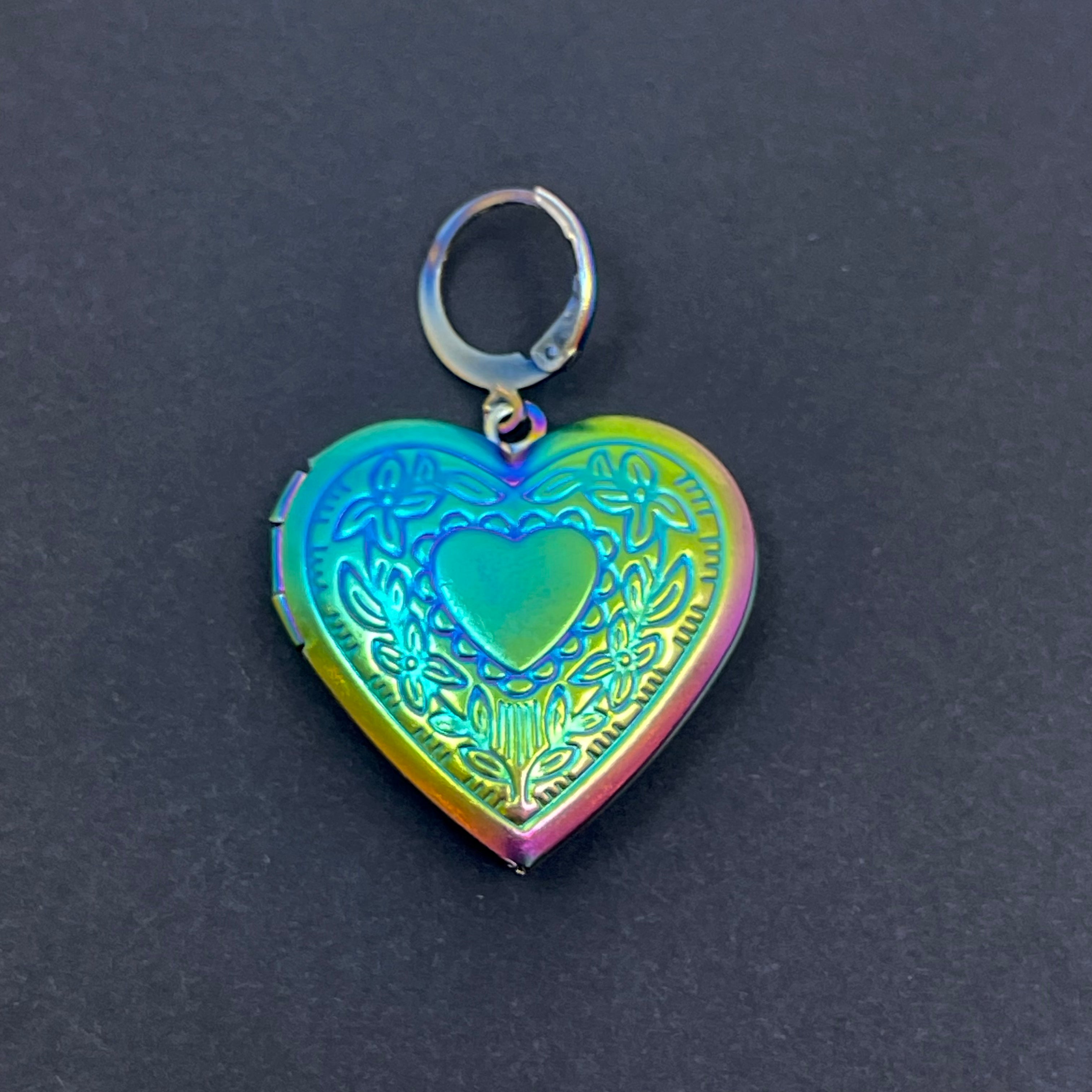 Rainbow Heart Locket Collar Tag Collar Tag Restrained Grace