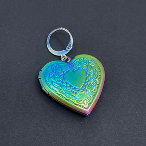Rainbow Heart Locket Collar Tag Collar Tag Restrained Grace