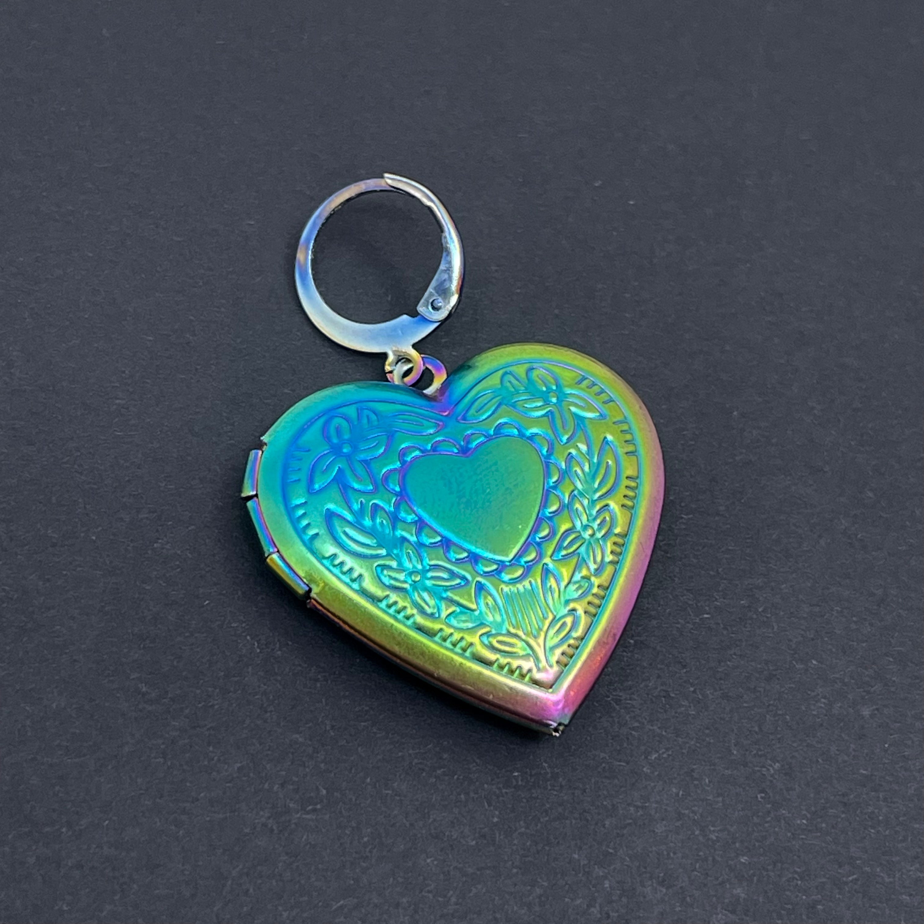 Rainbow Heart Locket Collar Tag Collar Tag Restrained Grace