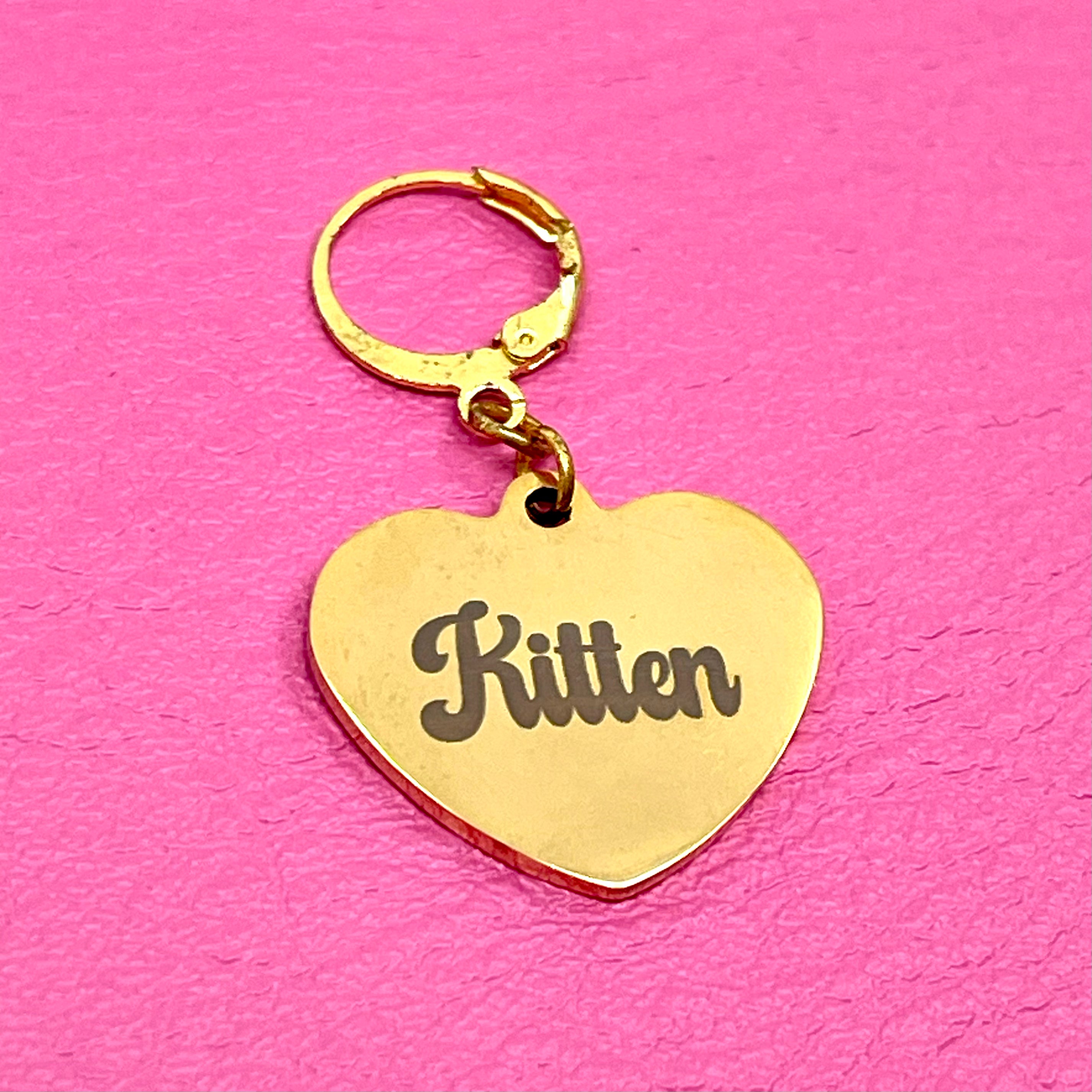 Custom Steel Collar Tag - Small Heart Collar Tag Restrained Grace
