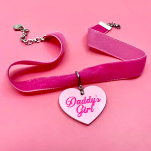Hot Pink Velvet Choker Necklace Restrained Grace