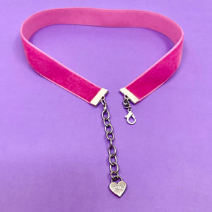 Hot Pink Velvet Choker Necklace Restrained Grace
