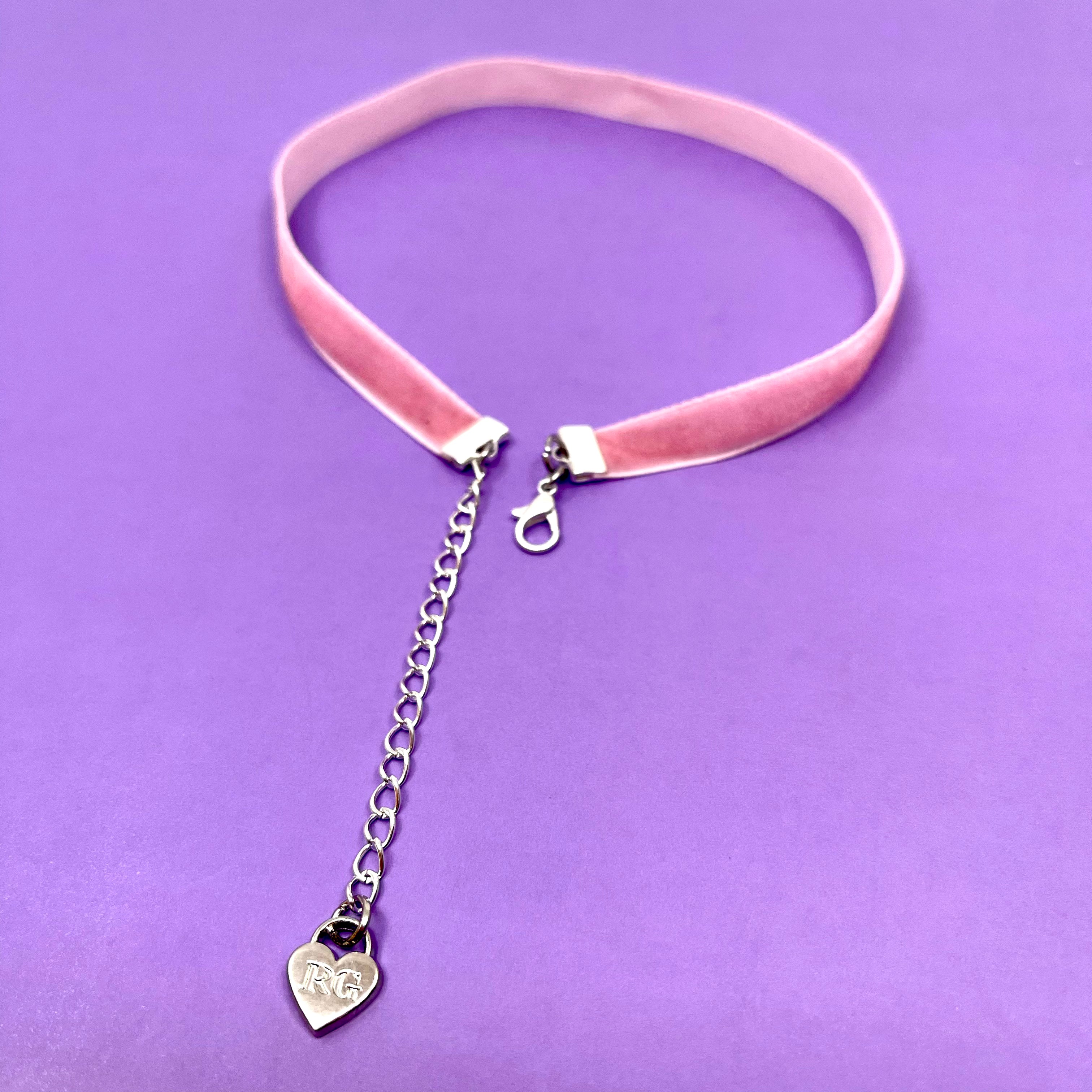 Pink Velvet Mini Choker Necklace Restrained Grace