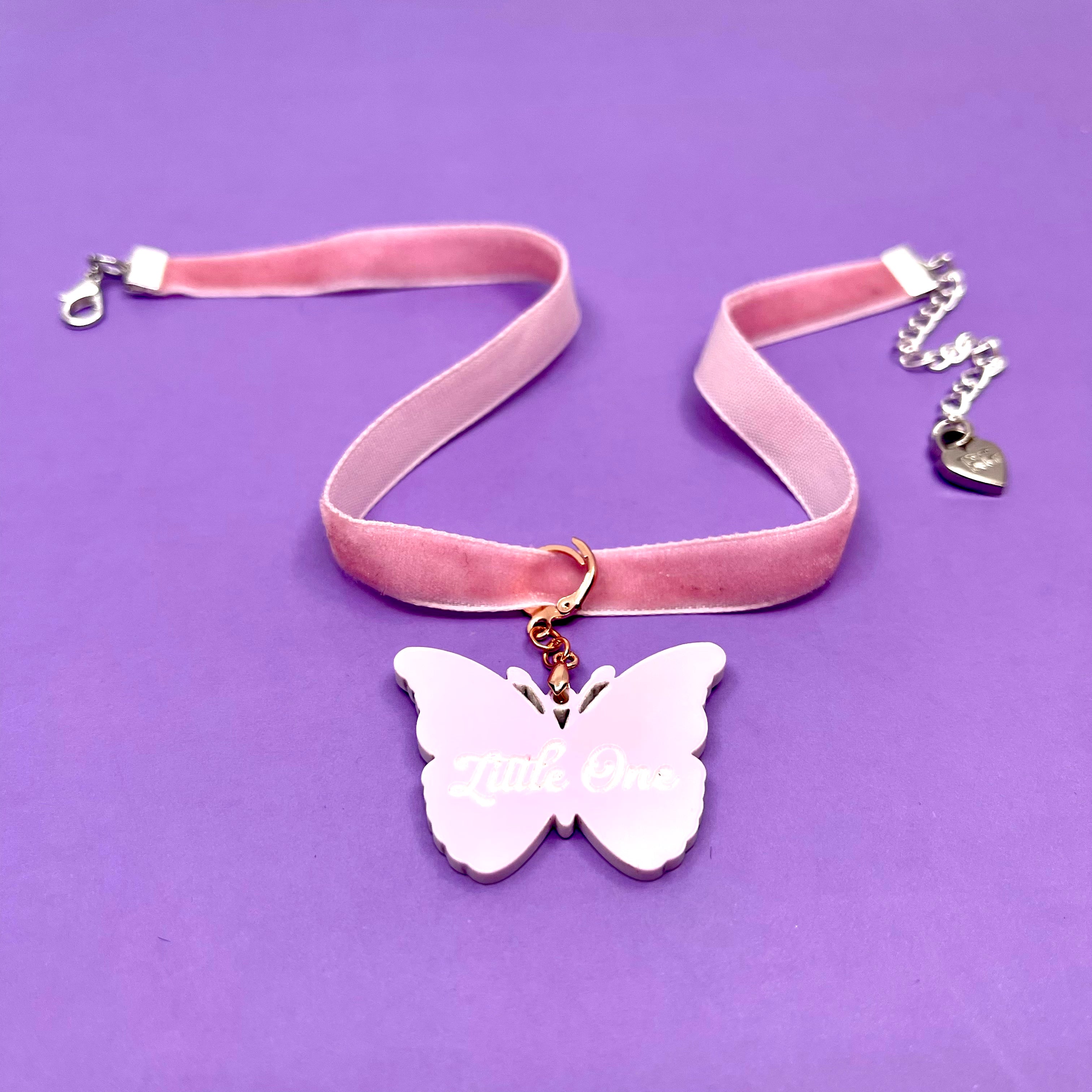 Pink Velvet Mini Choker Necklace Restrained Grace