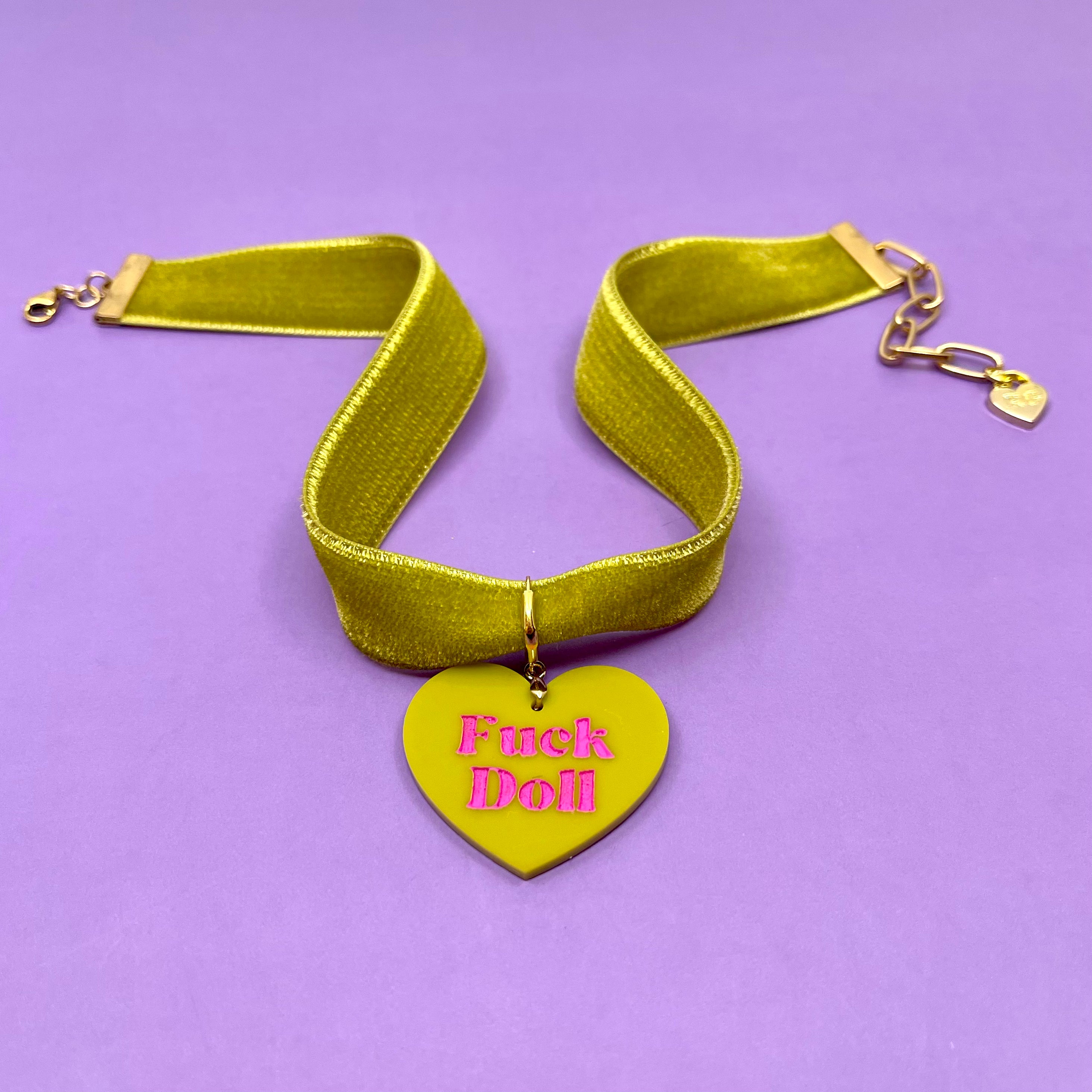 Chartreuse Velvet Choker Necklace Restrained Grace