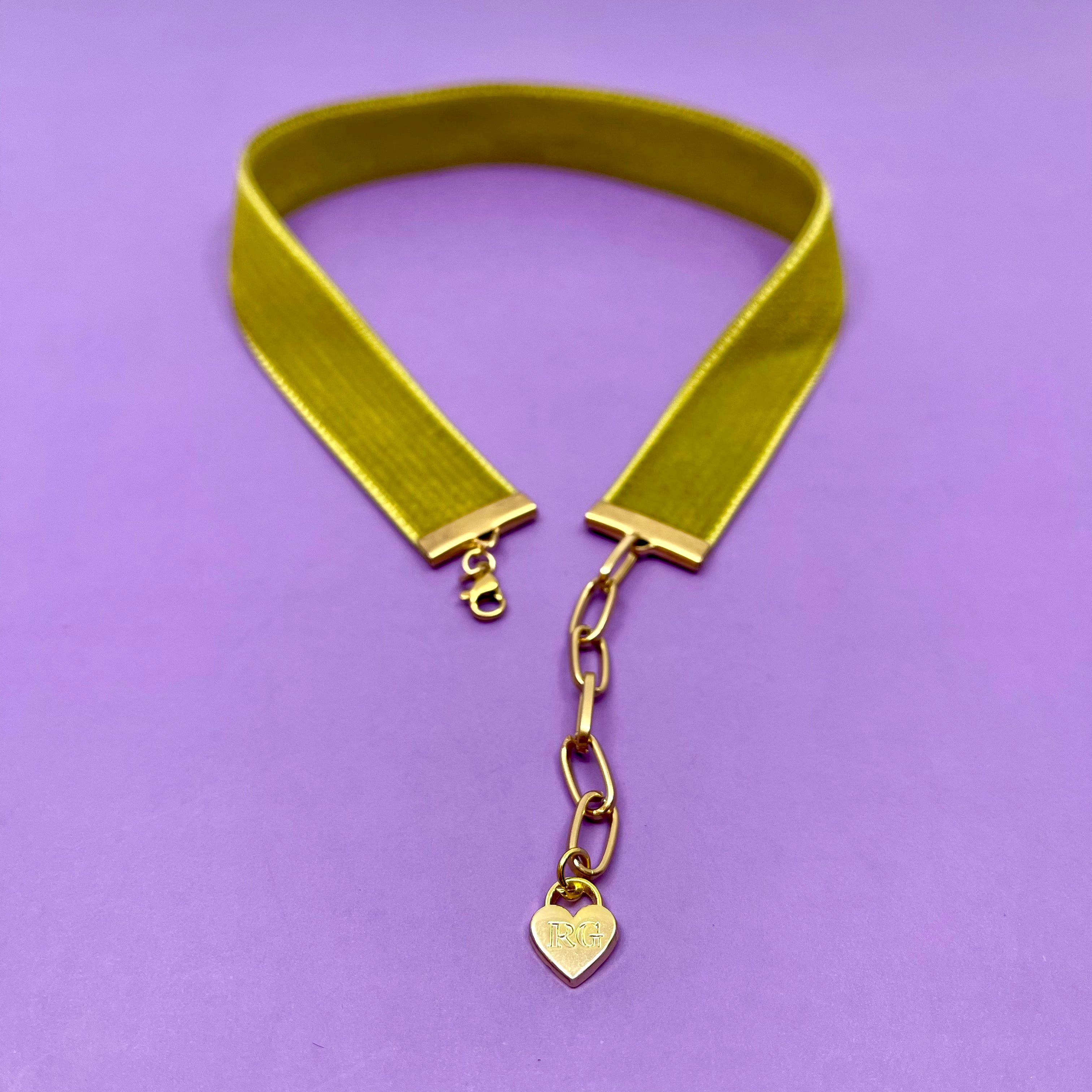 Chartreuse Velvet Choker Necklace Restrained Grace