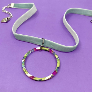 Baby Blue Velvet Mini Choker Necklace Restrained Grace