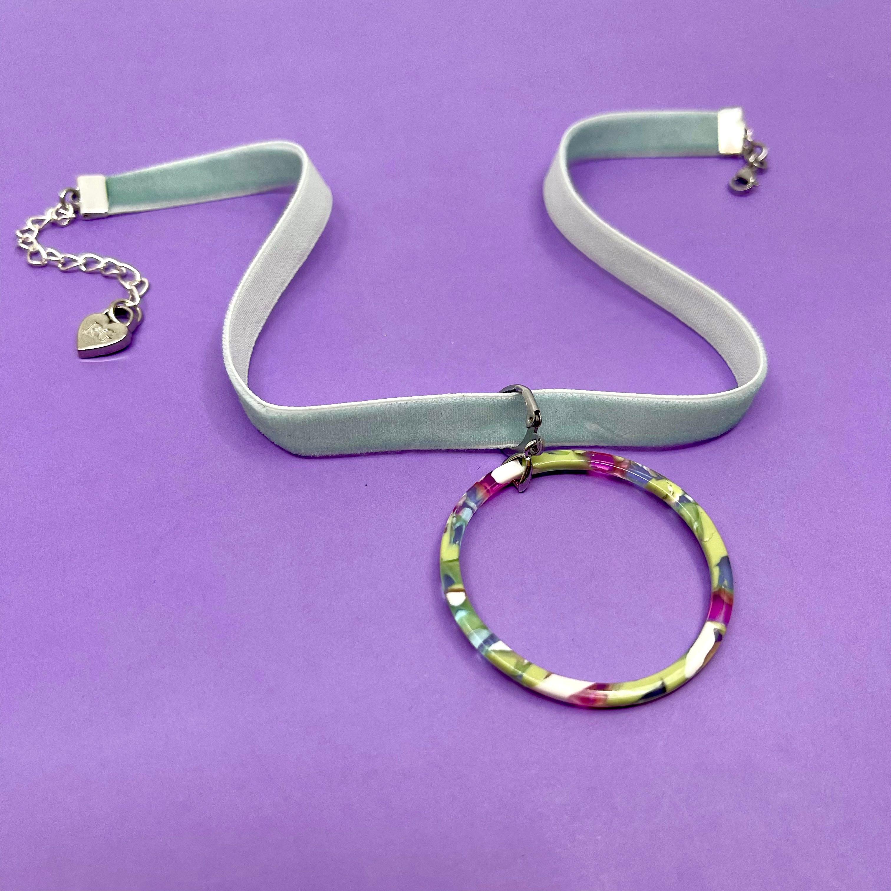 Baby Blue Velvet Mini Choker Necklace Restrained Grace