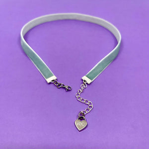 Baby Blue Velvet Mini Choker Necklace Restrained Grace