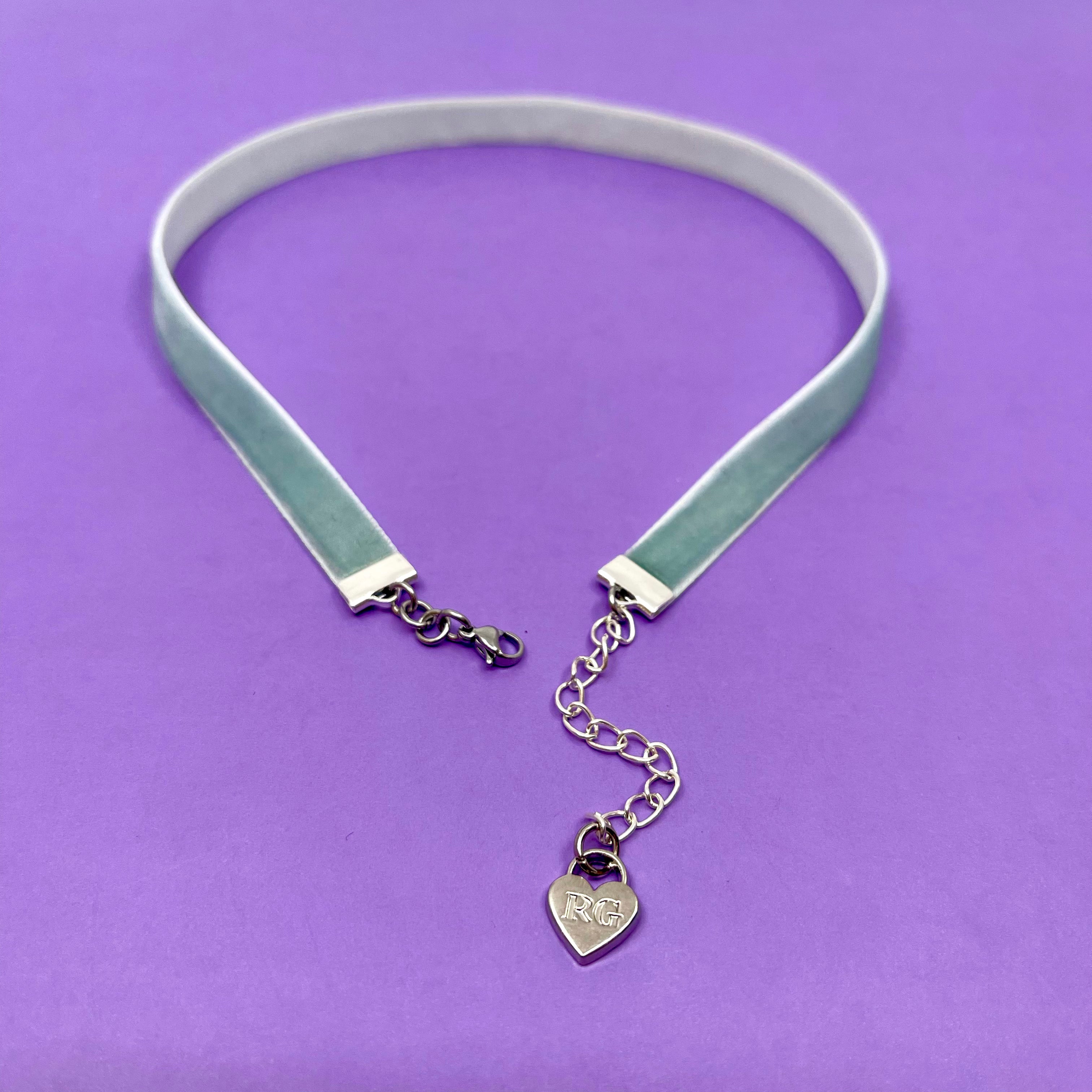 Baby Blue Velvet Mini Choker Necklace Restrained Grace