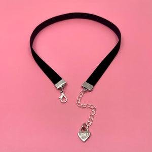 Black & Silver Velvet Mini Choker Necklace Restrained Grace