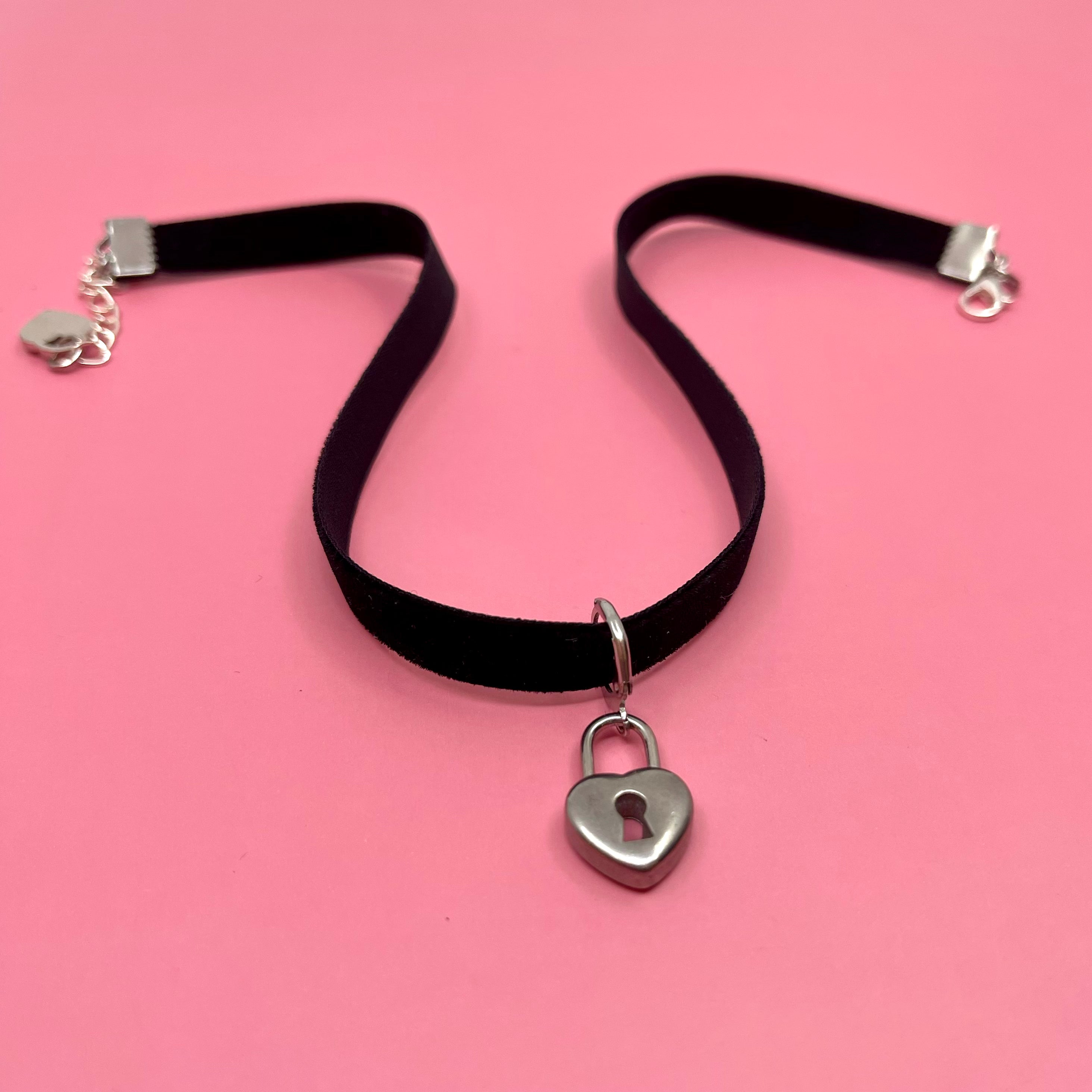 Black & Silver Velvet Mini Choker Necklace Restrained Grace