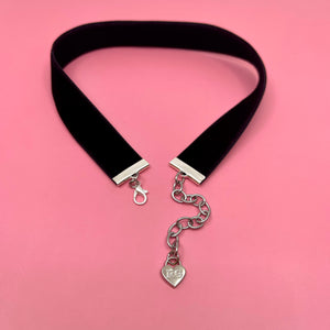 Black & Silver Velvet Choker Necklace Restrained Grace