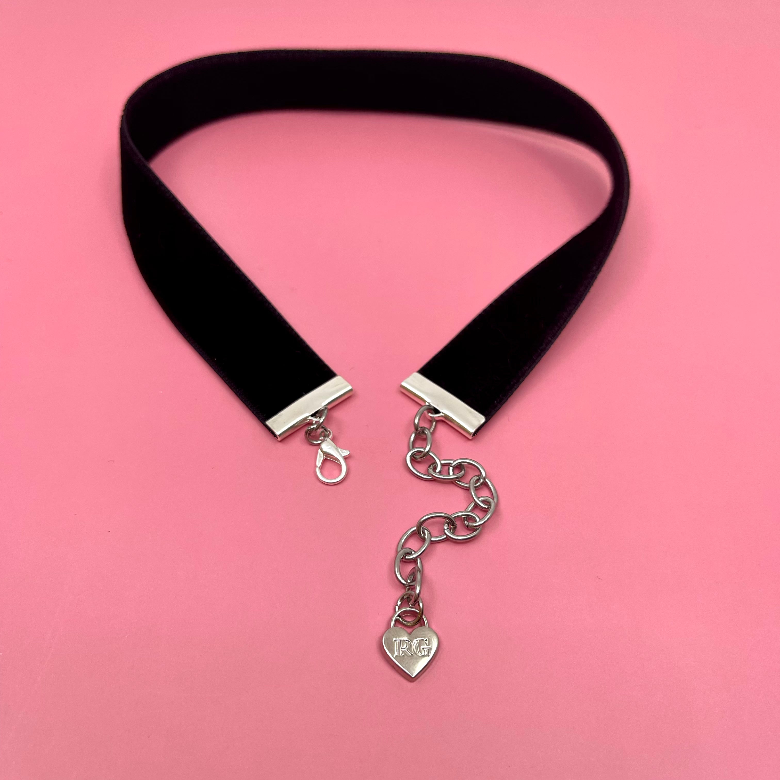 Black & Silver Velvet Choker Necklace Restrained Grace